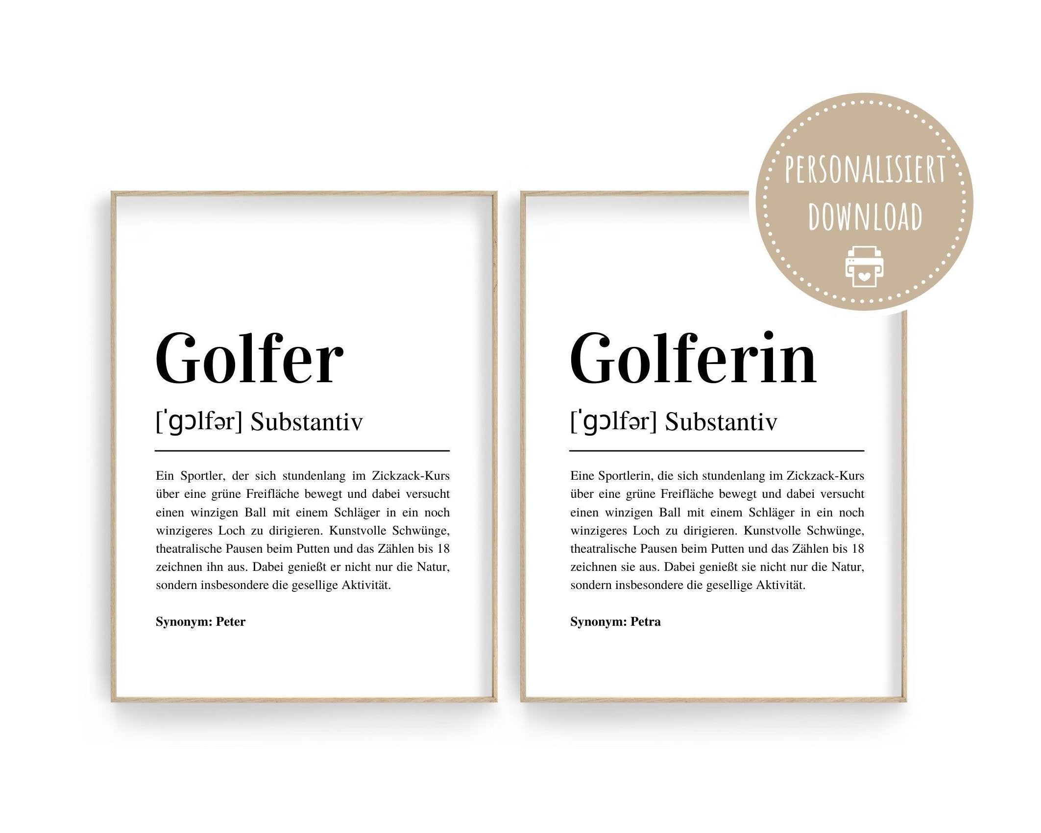 Poster Definition Golferin | personalisiert | Geschenk Golfer | Digitaler Download - Roo's Gift Shop