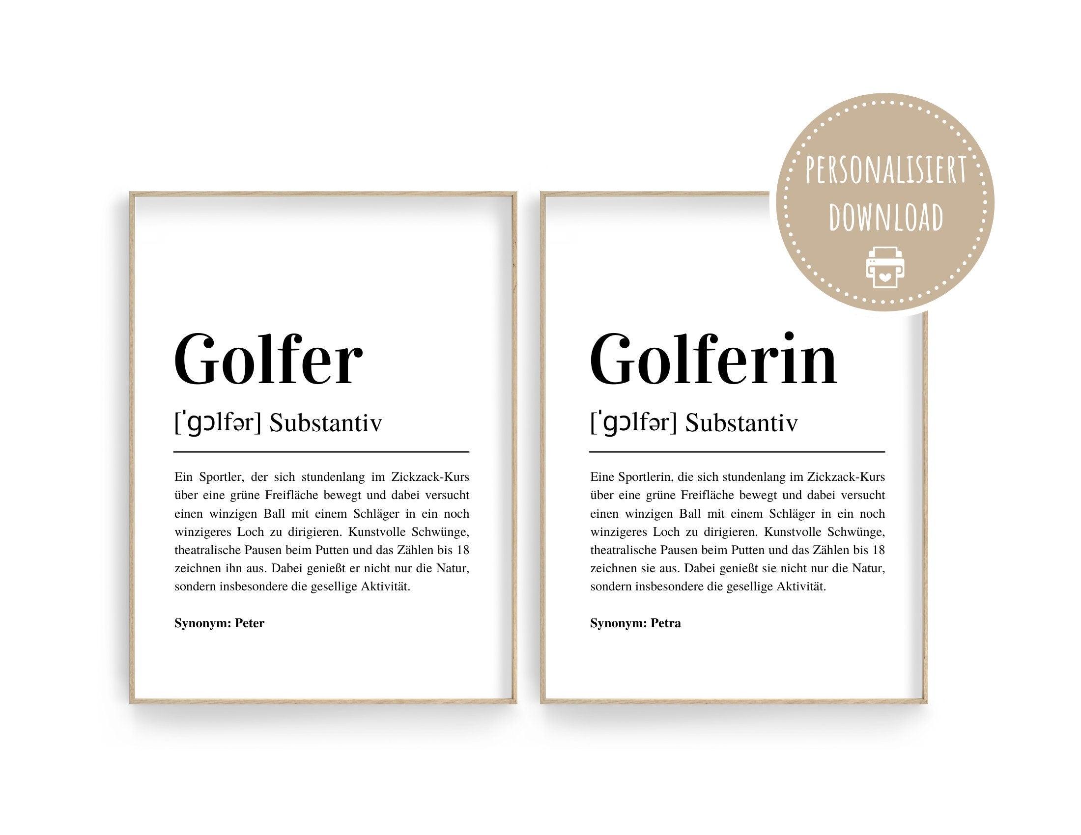 Poster Definition Golferin | personalisiert | Geschenk Golfer | Digitaler Download - Roo's Gift Shop