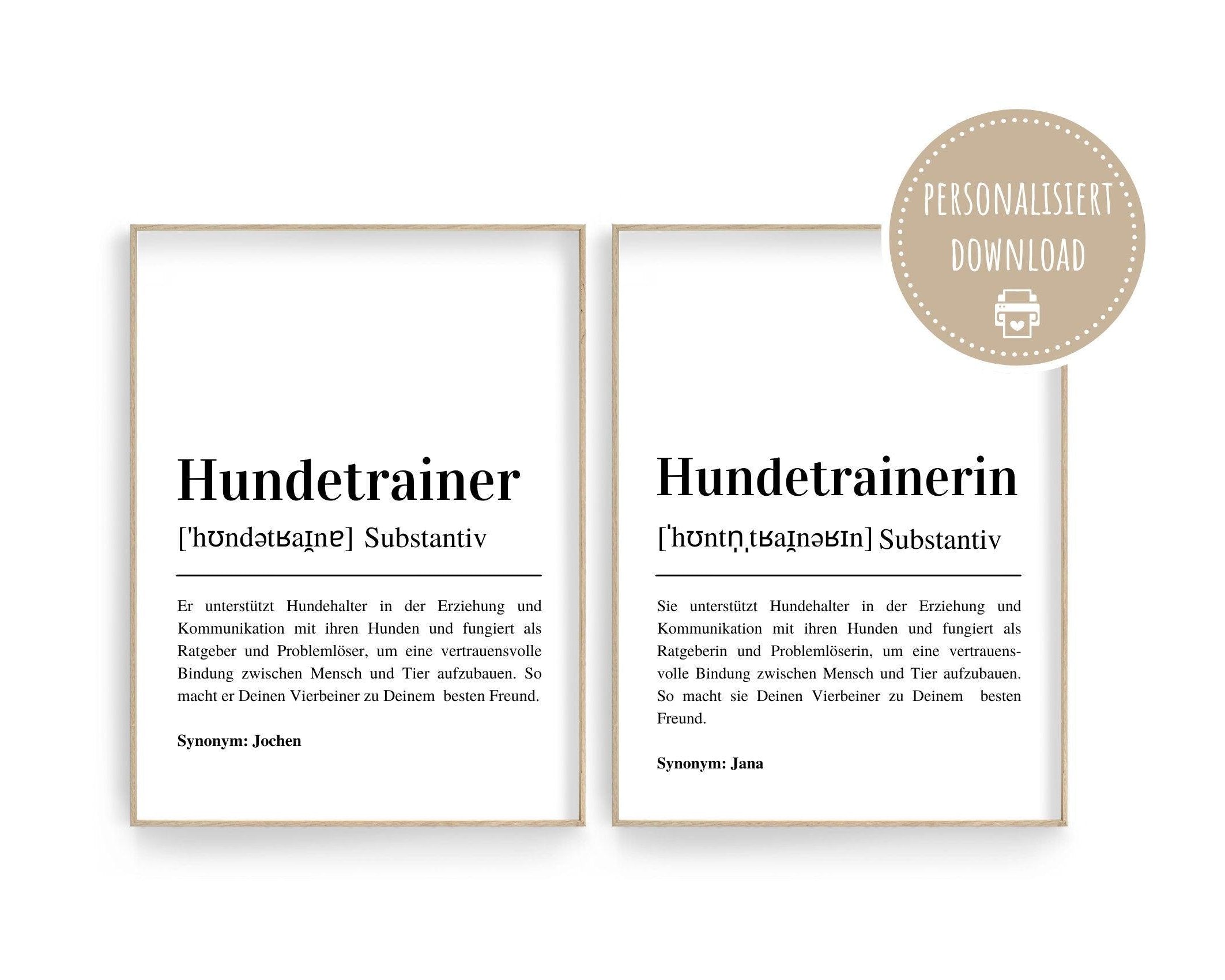 Poster Definition | Hundetrainer | personalisiert | Geschenk Hundetrainerin | Digitaler Download - Roo's Gift Shop
