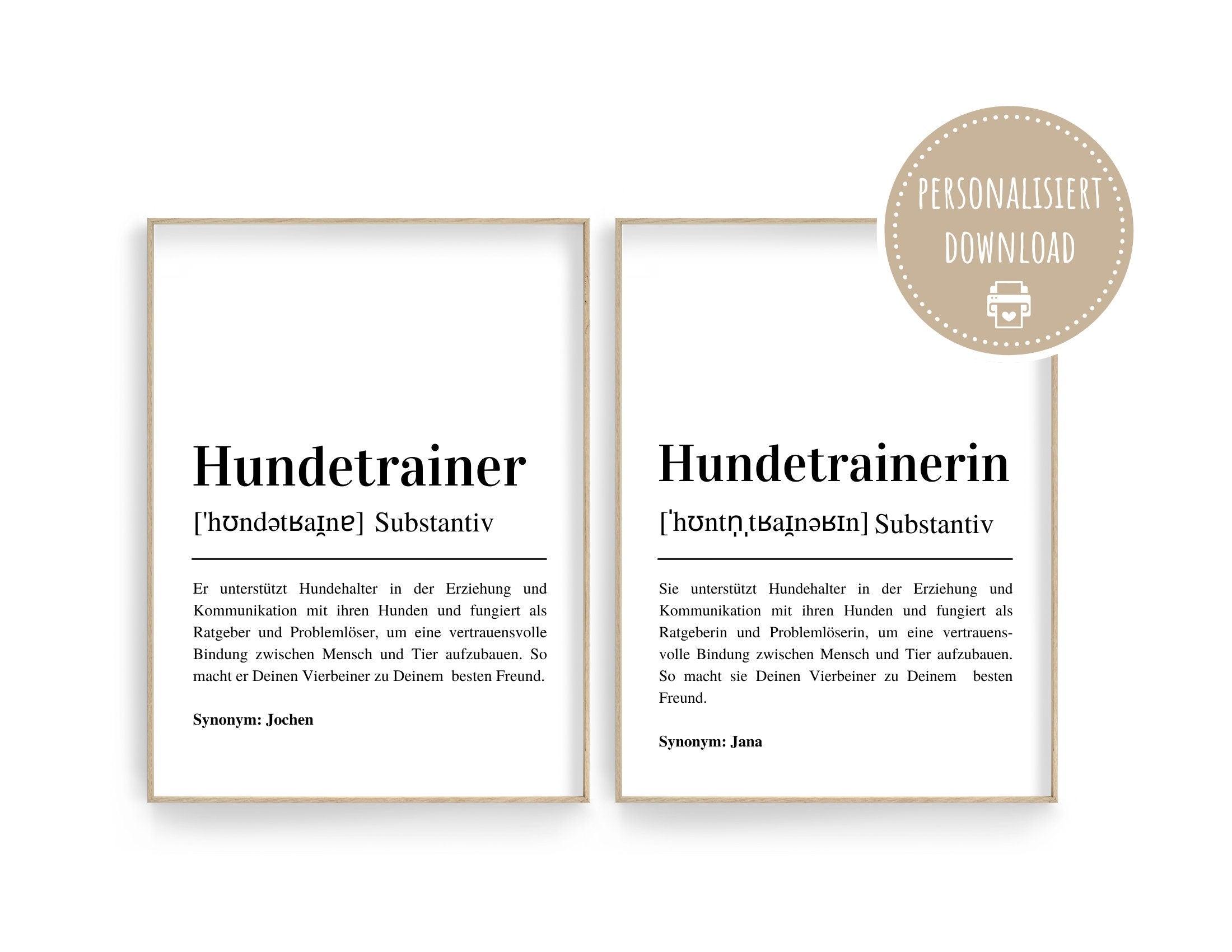Poster Definition | Hundetrainer | personalisiert | Geschenk Hundetrainerin | Digitaler Download - Roo's Gift Shop