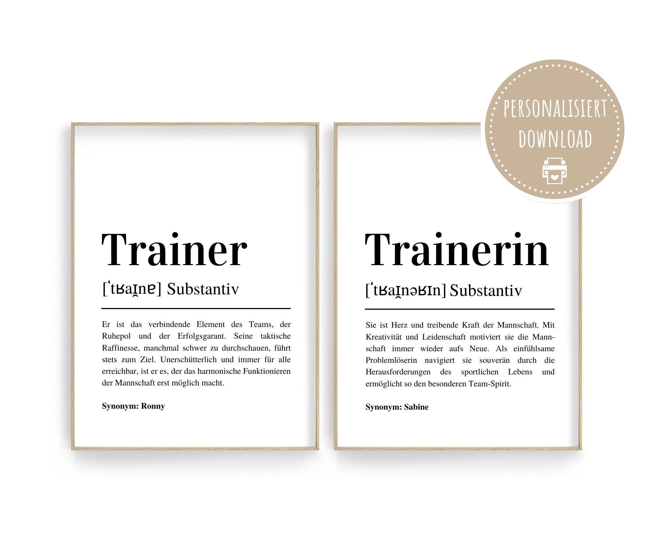 Poster Definition | personalisiert | Geschenk Trainer oder Trainerin | Digitaler Download - Roo's Gift Shop