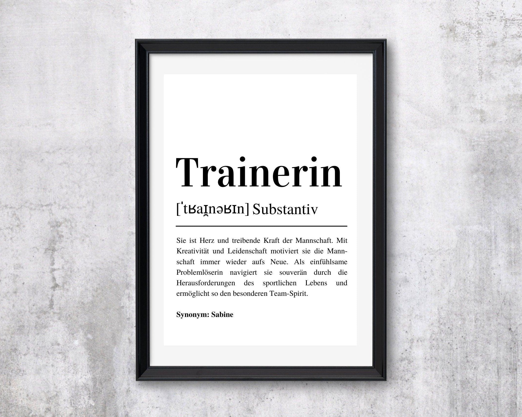 Poster Definition | personalisiert | Geschenk Trainer oder Trainerin | Digitaler Download - Roo's Gift Shop