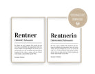 Poster Definition Rentner | personalisiert | Geschenk Rentnerin Ruhestand | Digitaler Download - Roo's Gift Shop