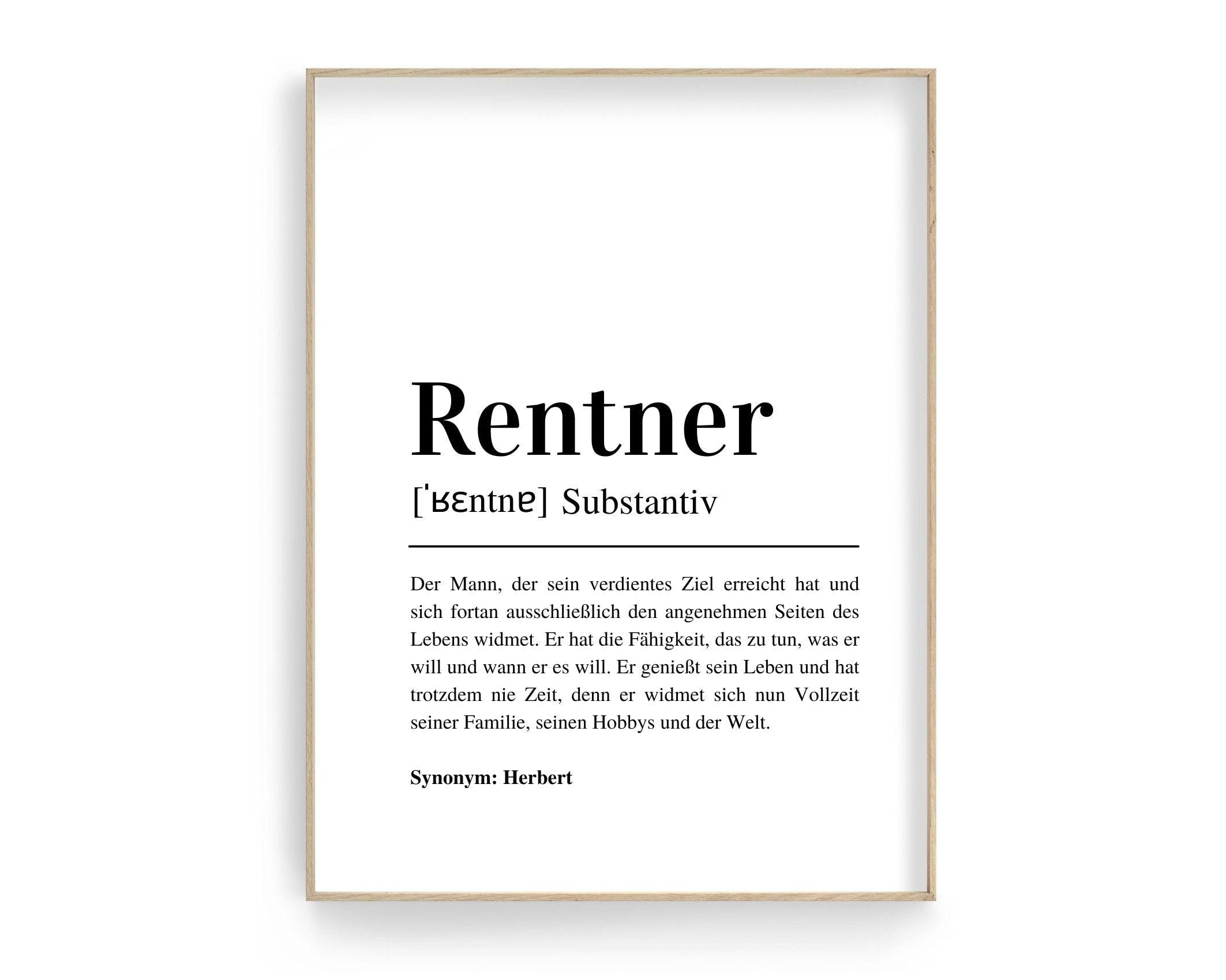 Poster Definition Rentner | personalisiert | Geschenk Rentnerin Ruhestand | Digitaler Download - Roo's Gift Shop