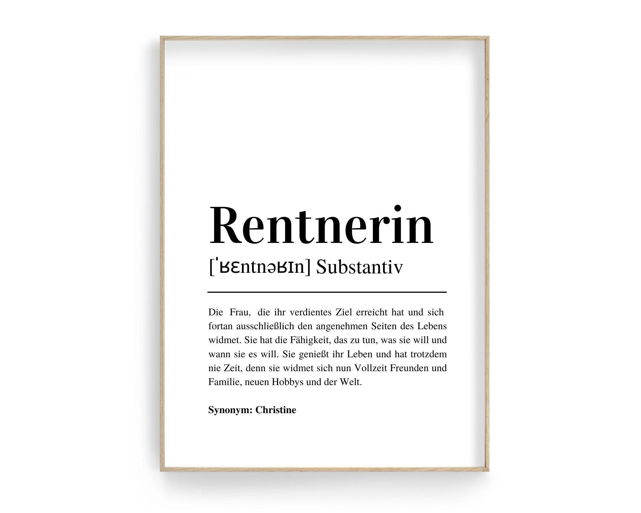 Poster Definition Rentner | personalisiert | Geschenk Rentnerin Ruhestand | Digitaler Download - Roo's Gift Shop