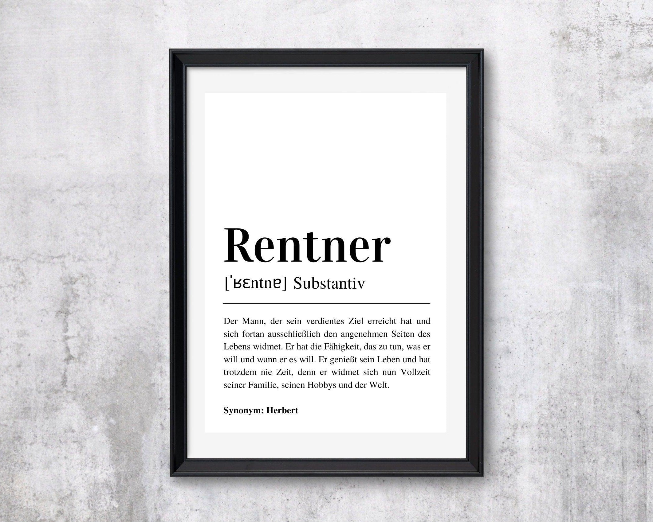 Poster Definition Rentner | personalisiert | Geschenk Rentnerin Ruhestand | Digitaler Download - Roo's Gift Shop