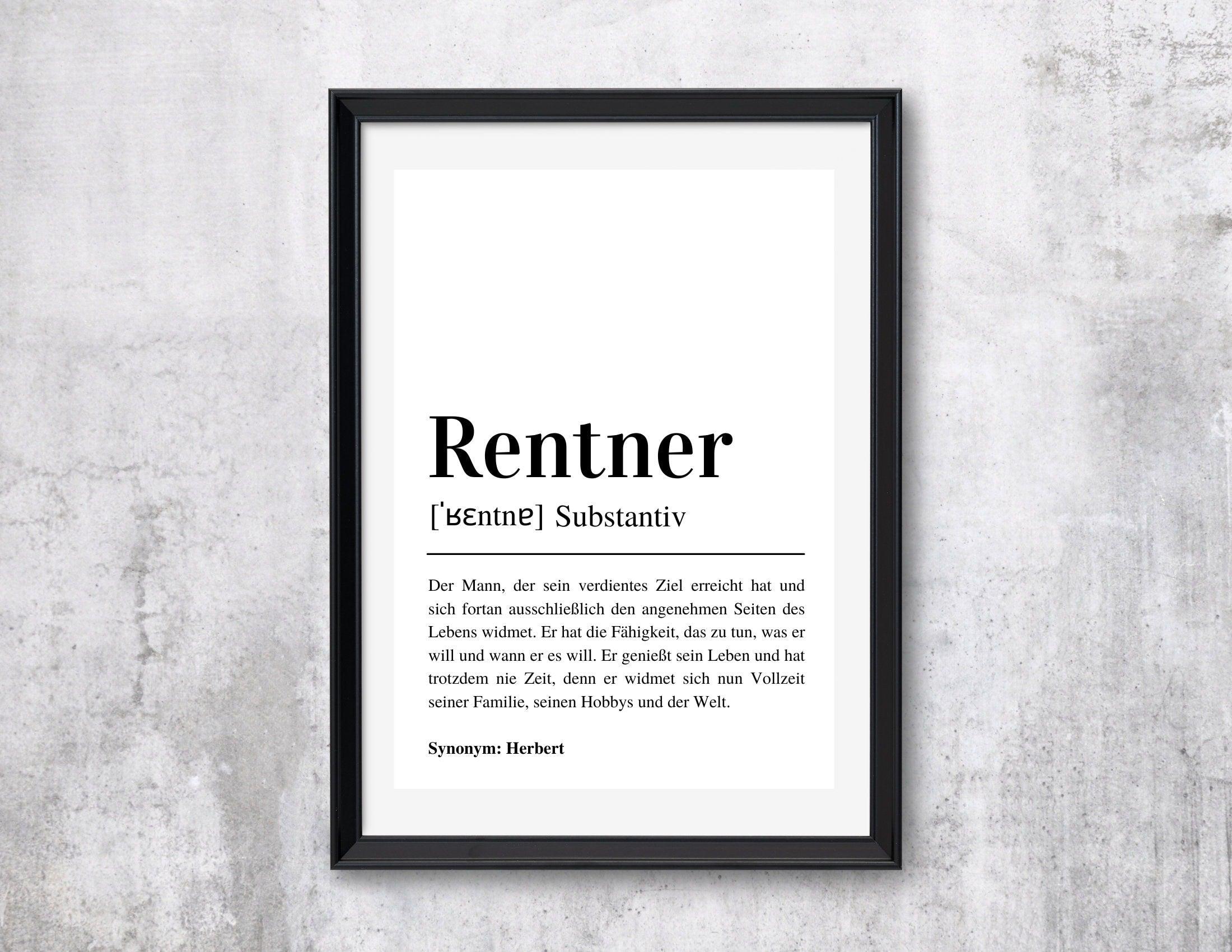 Poster Definition Rentner | personalisiert | Geschenk Rentnerin Ruhestand | Digitaler Download - Roo's Gift Shop