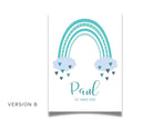 Poster Geburt | personalisierter Regenbogen blau - Roo's Gift Shop