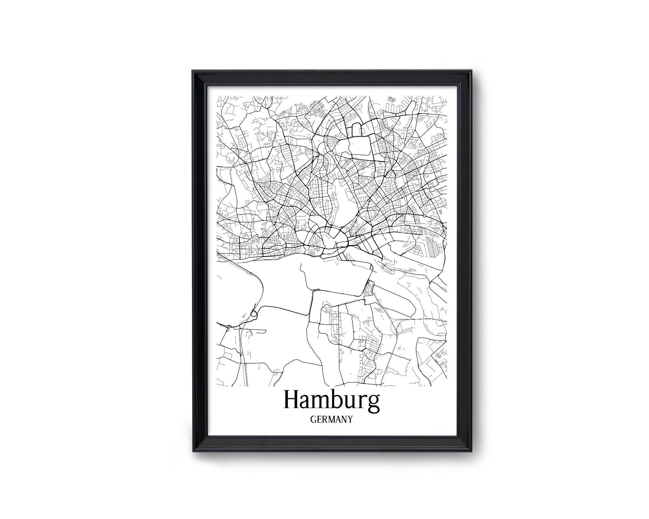 Poster Hamburg | Stadtplan | 25 weitere deutsche Städte - Roo's Gift Shop