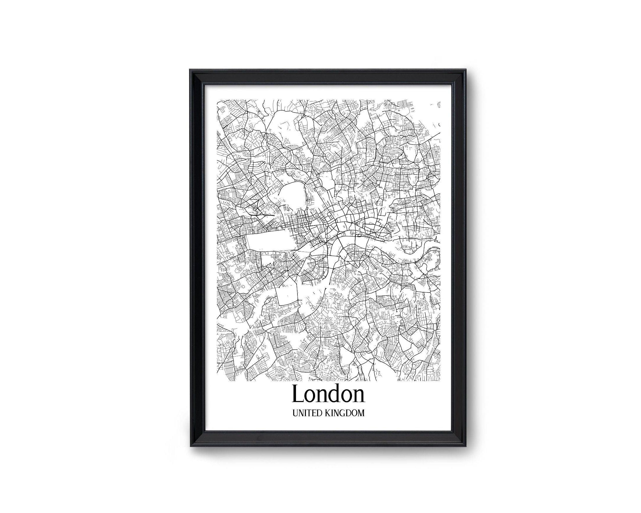 Poster London | Stadtplan | 14 europäische Städte - Roo's Gift Shop