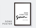 Poster mit Songtext | Here comes the sun | George Harrison | Digitalprint Rahmen - Roo's Gift Shop
