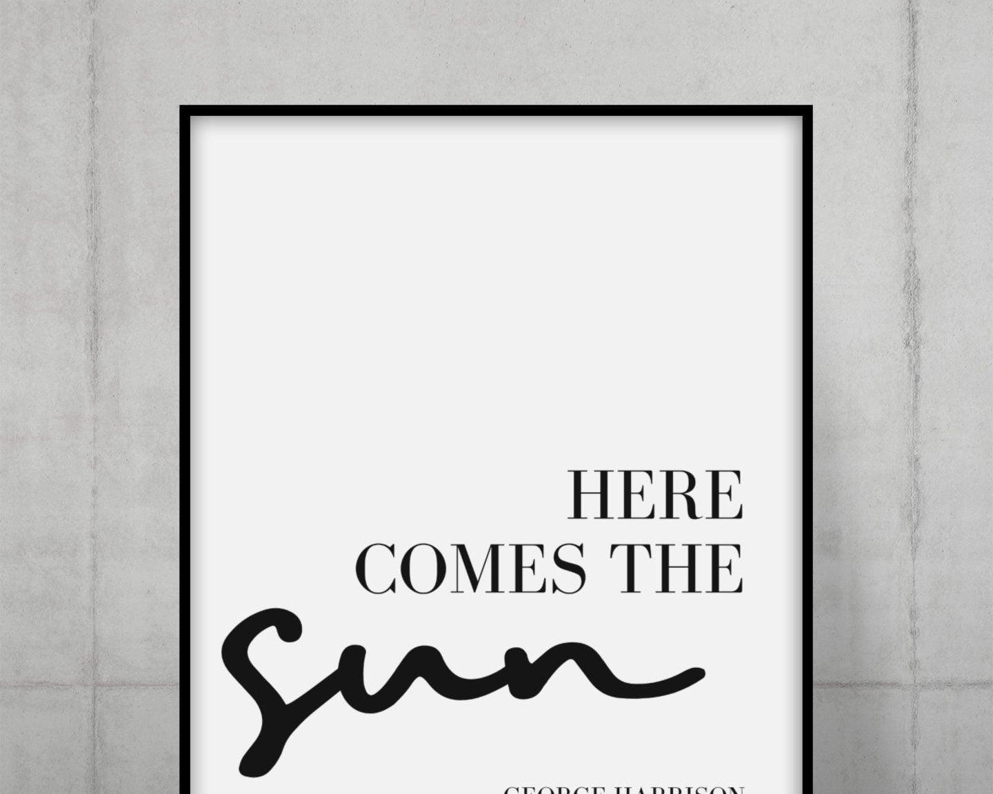 Poster mit Songtext | Here comes the sun | George Harrison | Digitalprint Rahmen - Roo's Gift Shop