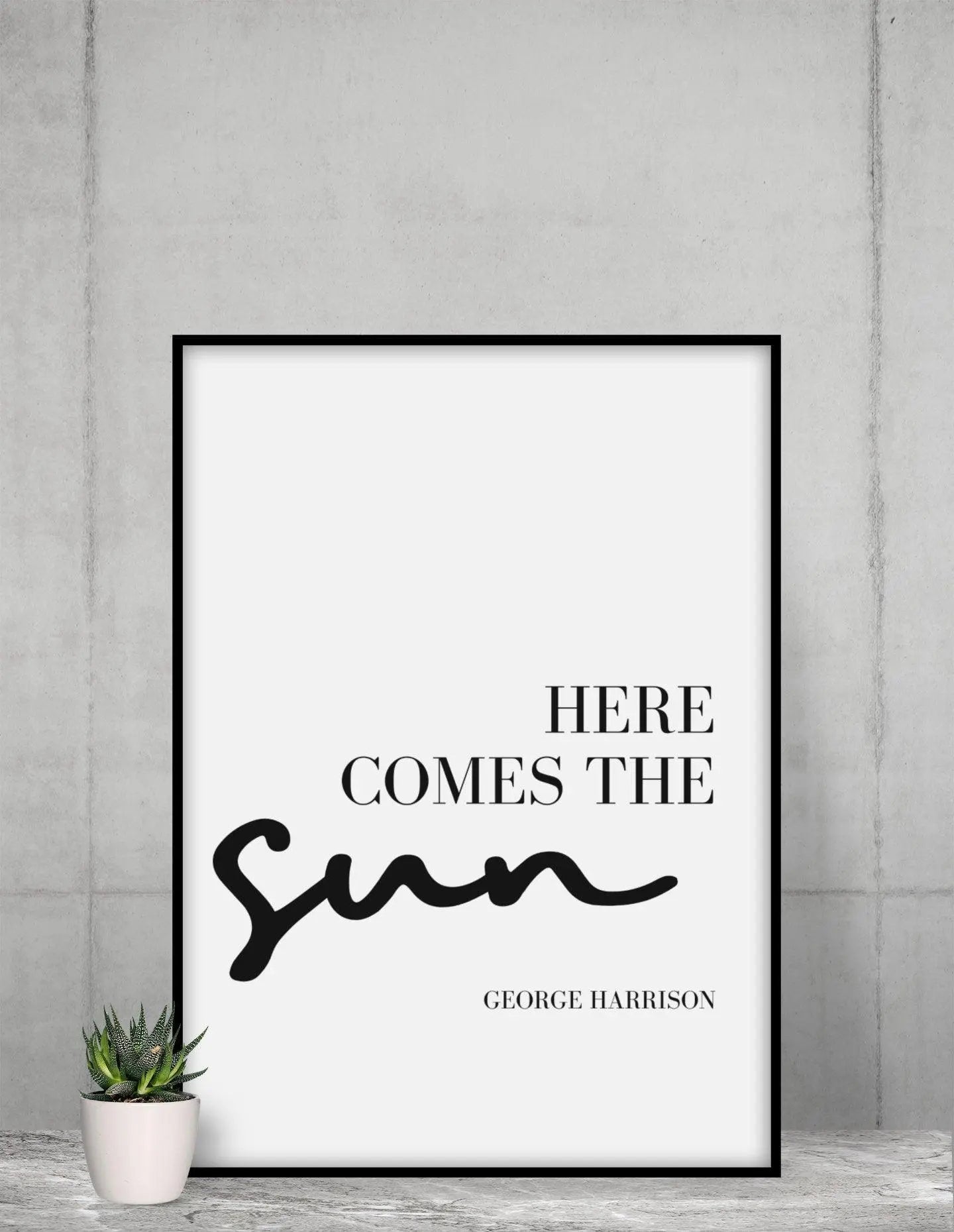 Poster mit Songtext | Here comes the sun | George Harrison | Digitalprint Rahmen - Roo's Gift Shop