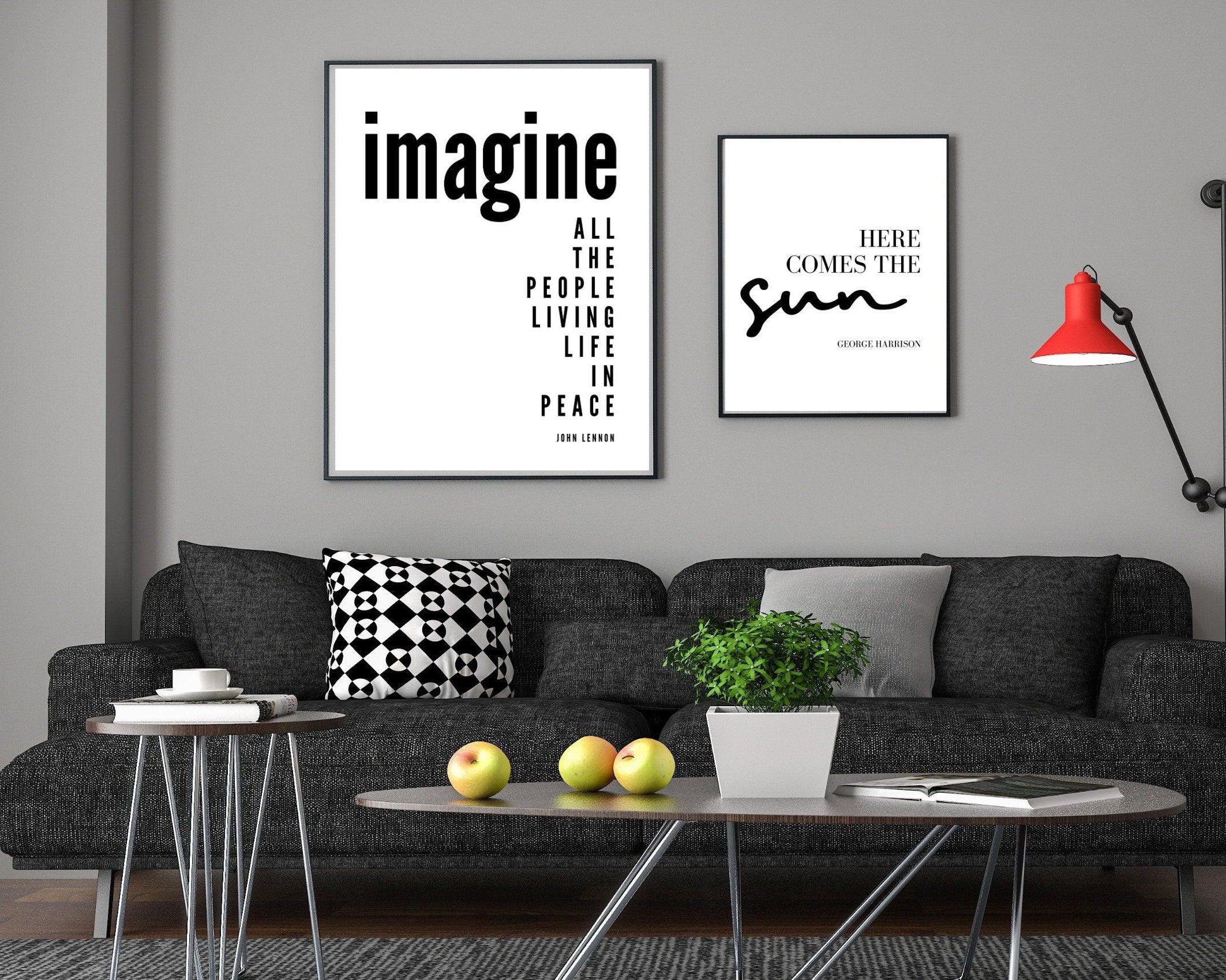 Poster mit Songtext | Here comes the sun | George Harrison | Digitalprint Rahmen - Roo's Gift Shop