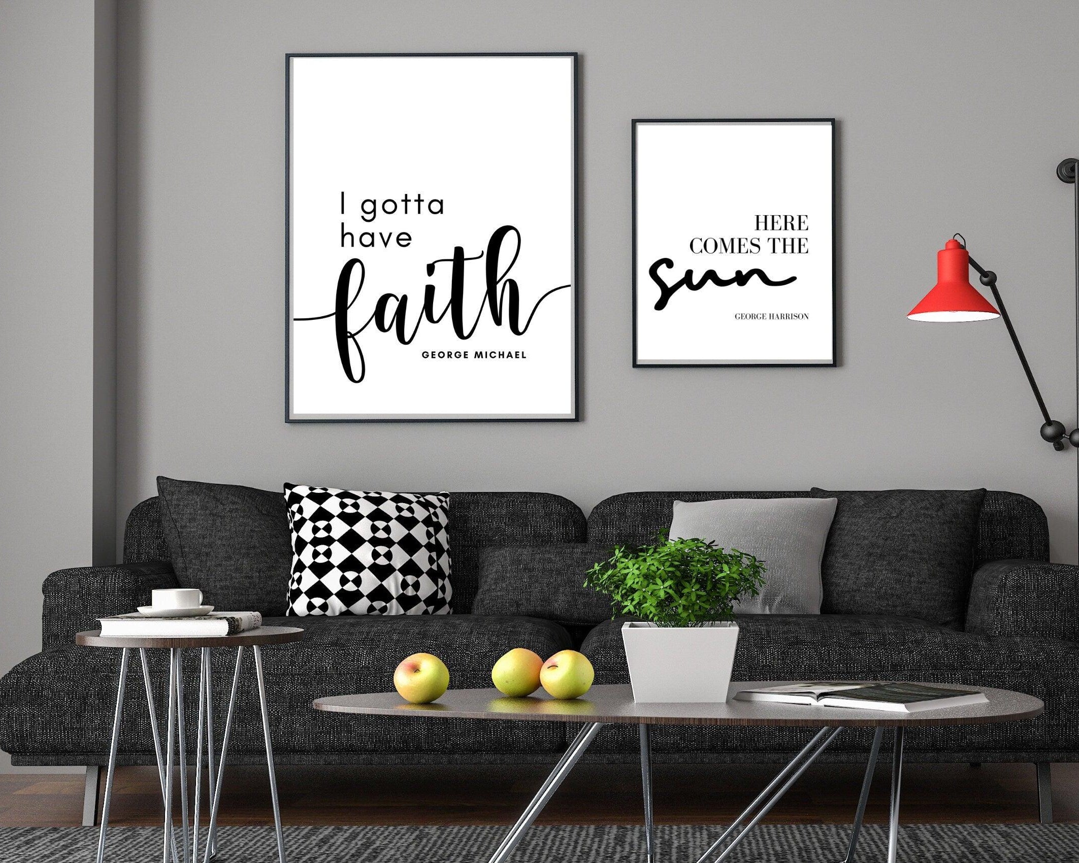 Poster mit Songtext | Here comes the sun | George Harrison | Digitalprint Rahmen - Roo's Gift Shop