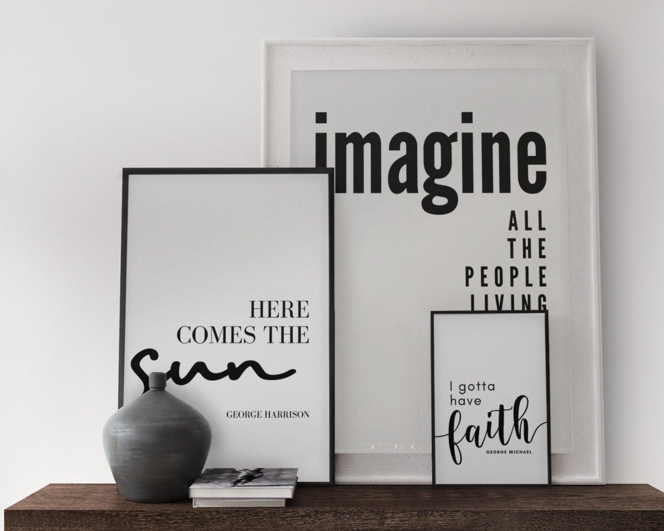 Poster mit Songtext | Here comes the sun | George Harrison | Digitalprint Rahmen - Roo's Gift Shop