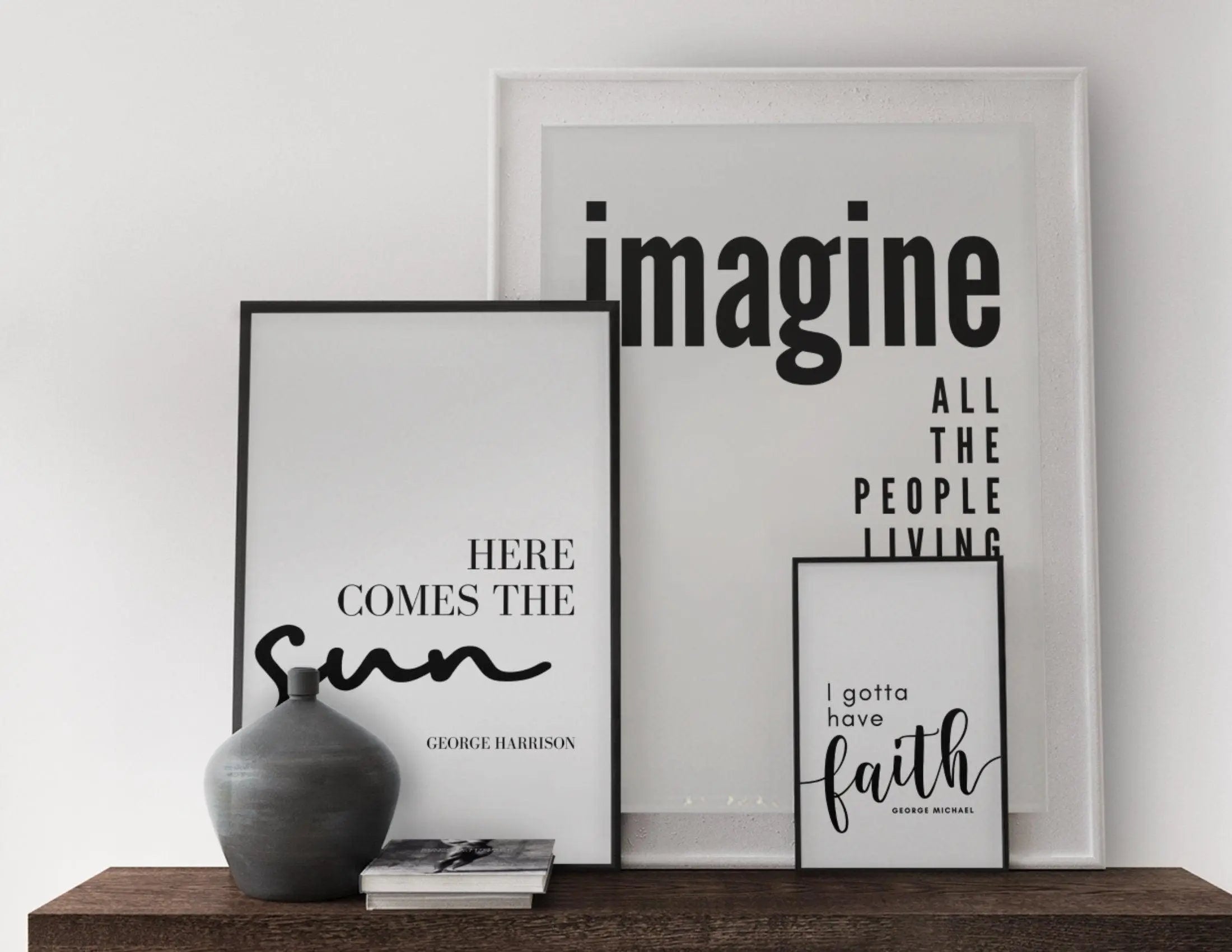 Poster mit Songtext | Here comes the sun | George Harrison | Digitalprint Rahmen - Roo's Gift Shop