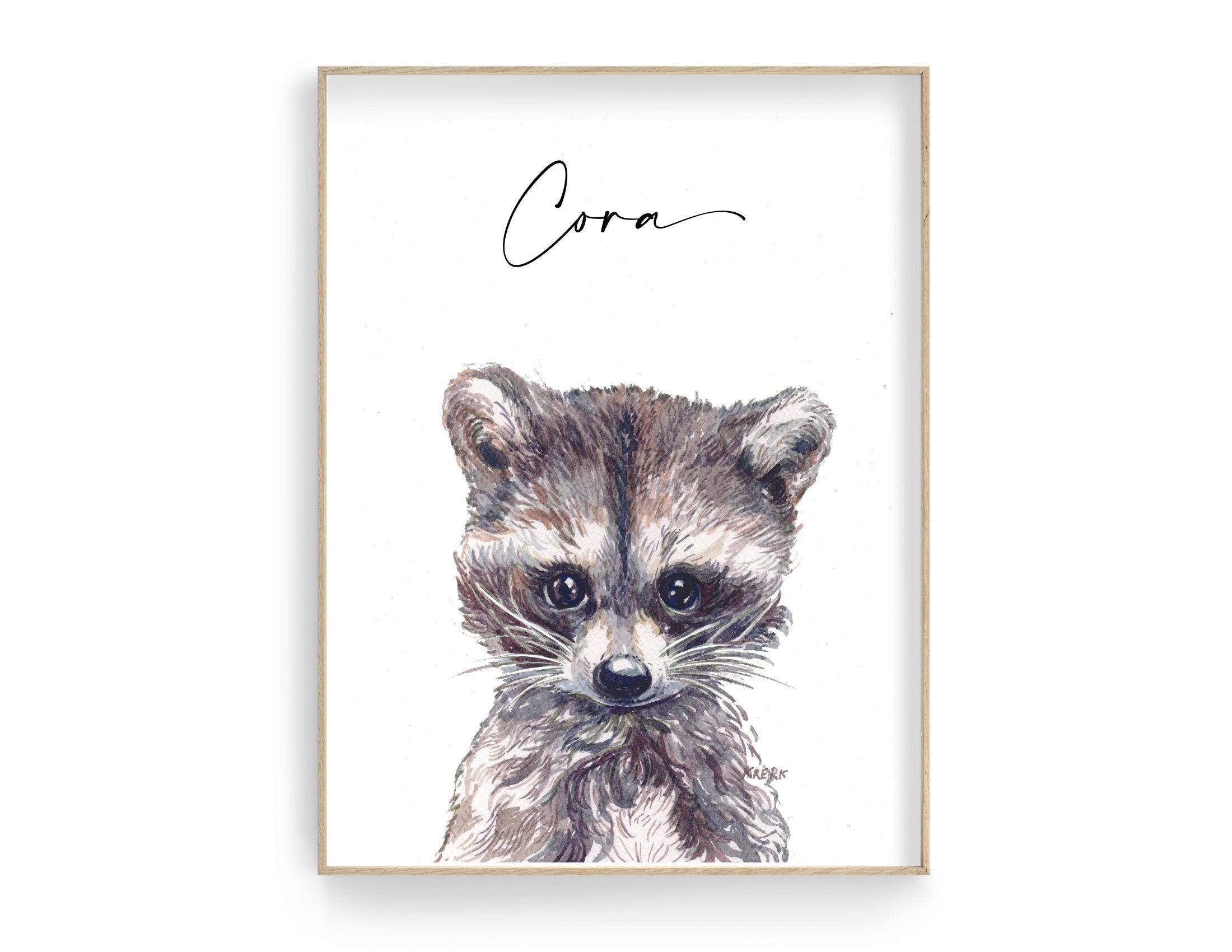 Poster | Bild Kinderzimmer | personalisierbar | Waschbär - Roo's Gift Shop