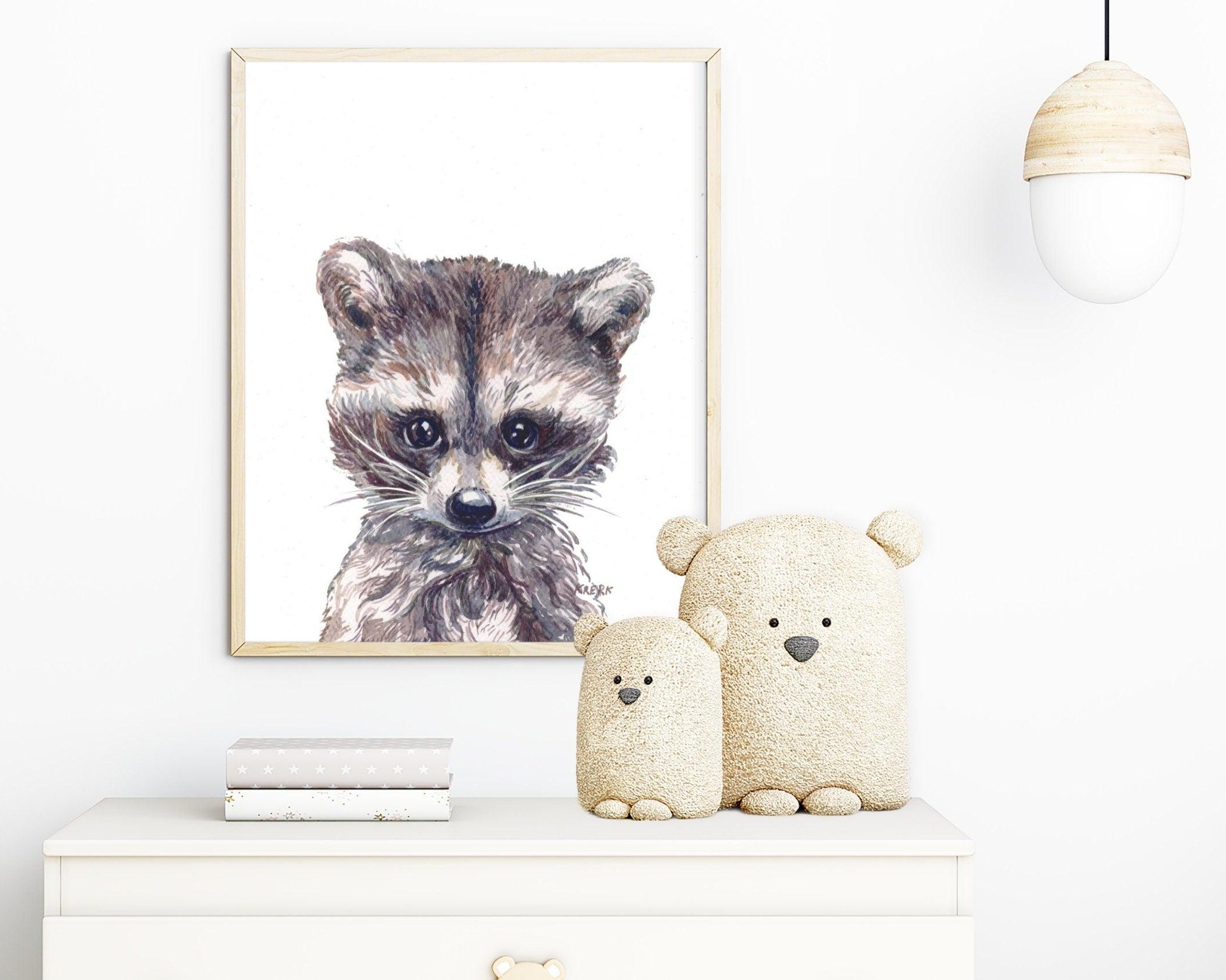 Poster | Bild Kinderzimmer | personalisierbar | Waschbär - Roo's Gift Shop