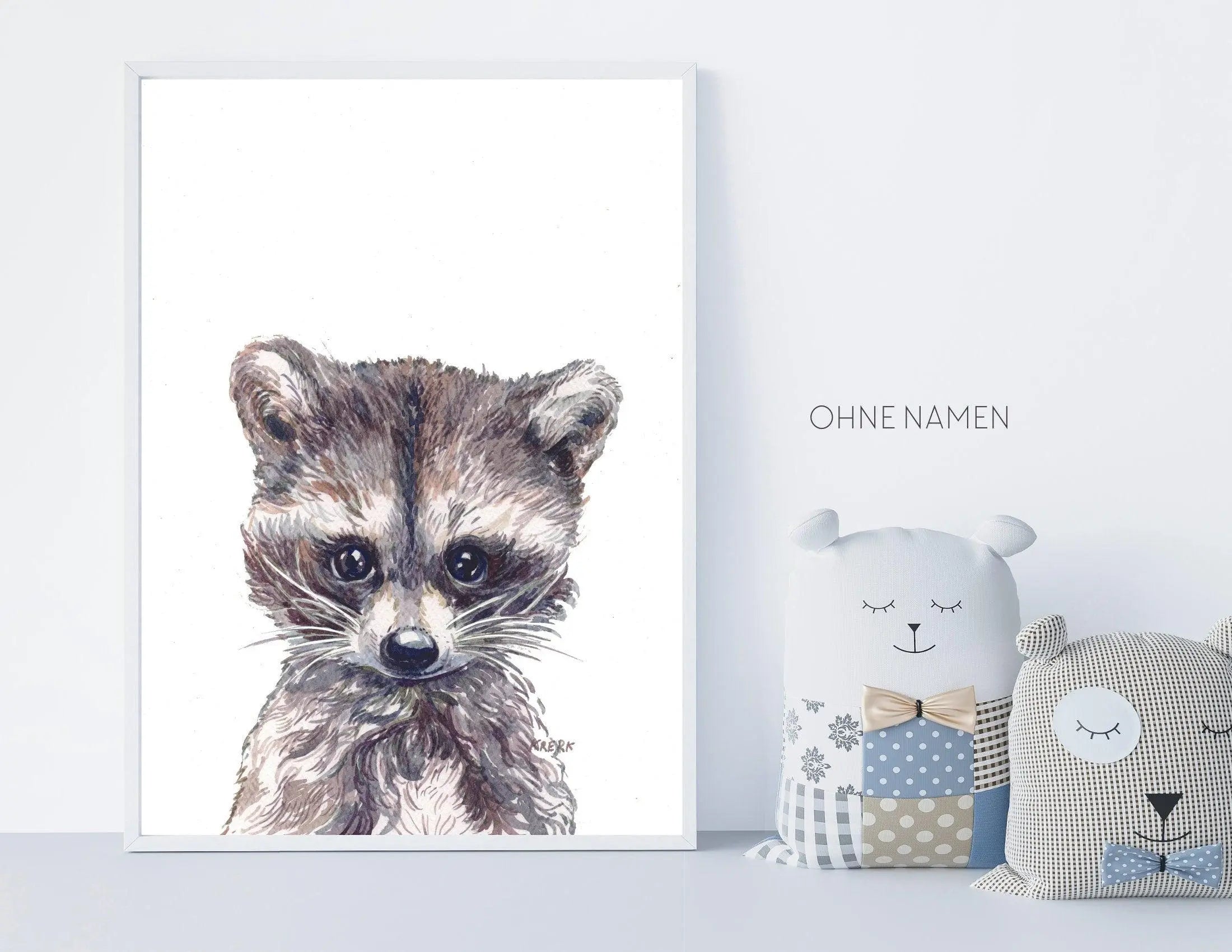 Poster | Bild Kinderzimmer | personalisierbar | Waschbär - Roo's Gift Shop