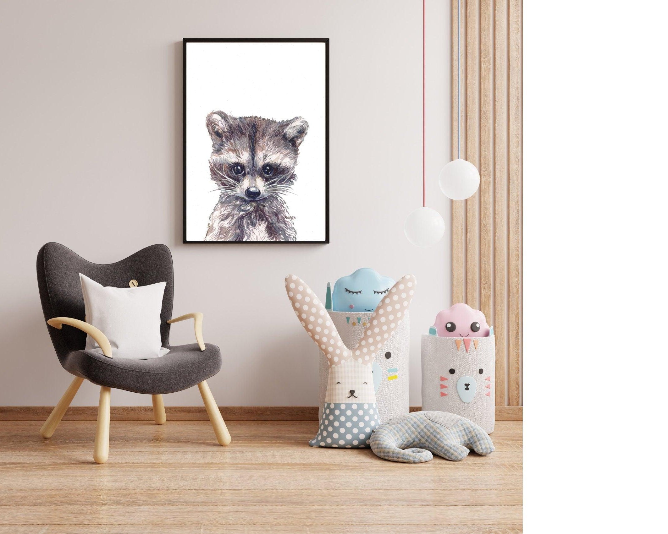 Poster | Bild Kinderzimmer | personalisierbar | Waschbär - Roo's Gift Shop