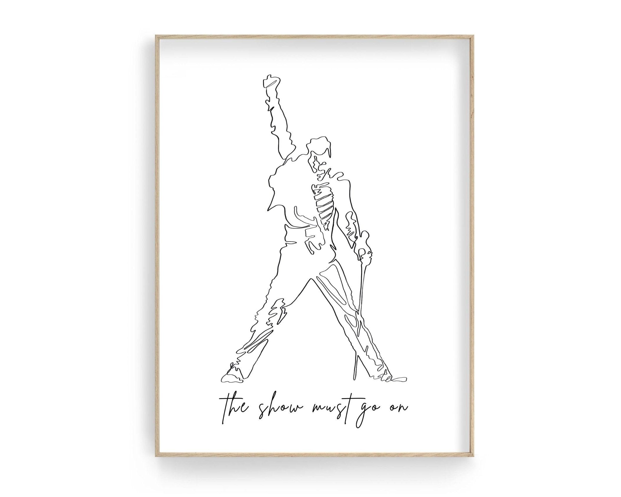 Poster | Freddie Mercury | One Line Art | Queen - Roo's Gift Shop