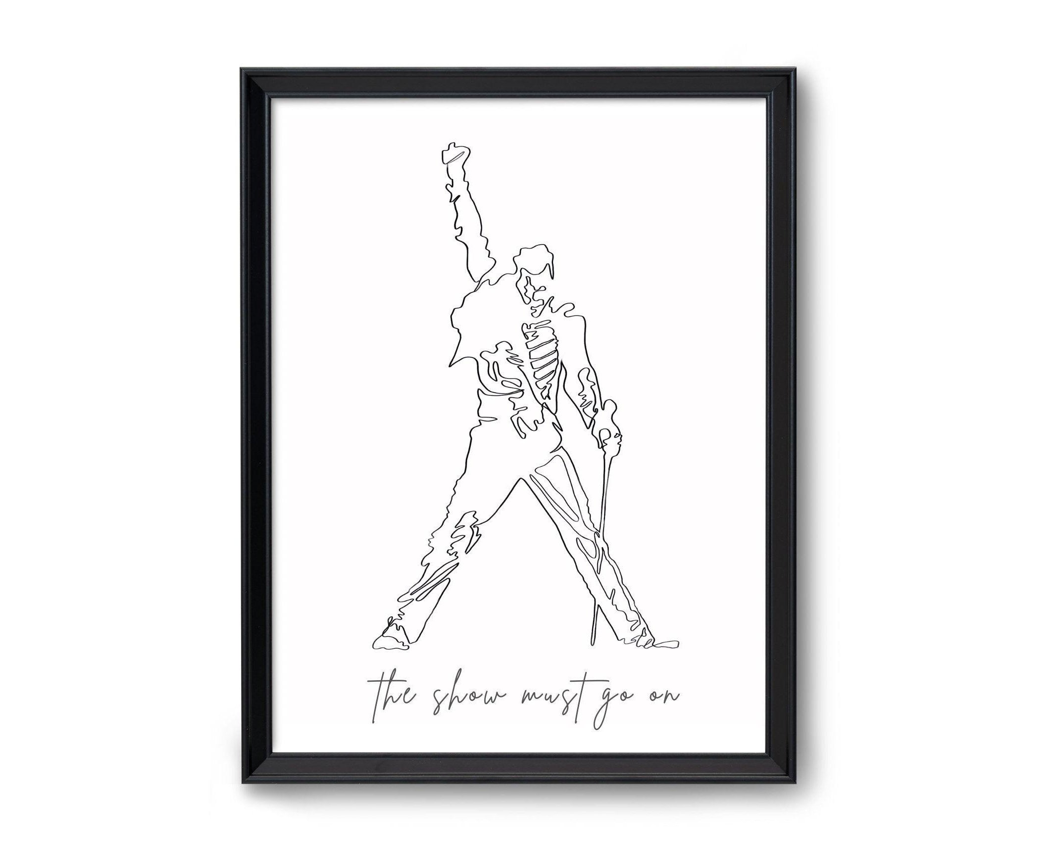 Poster | Freddie Mercury | One Line Art | Queen - Roo's Gift Shop
