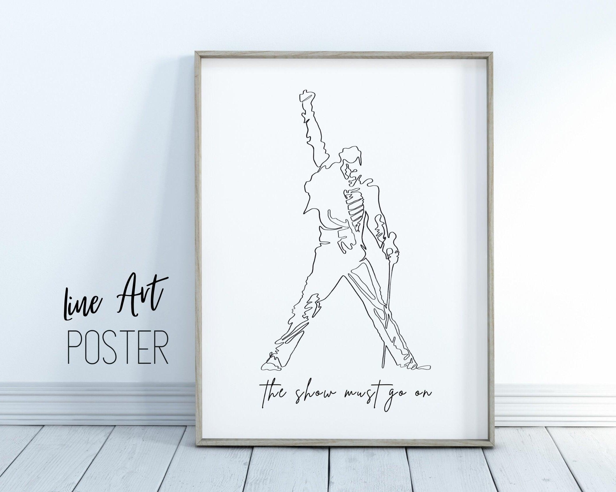 Poster | Freddie Mercury | One Line Art | Queen - Roo's Gift Shop