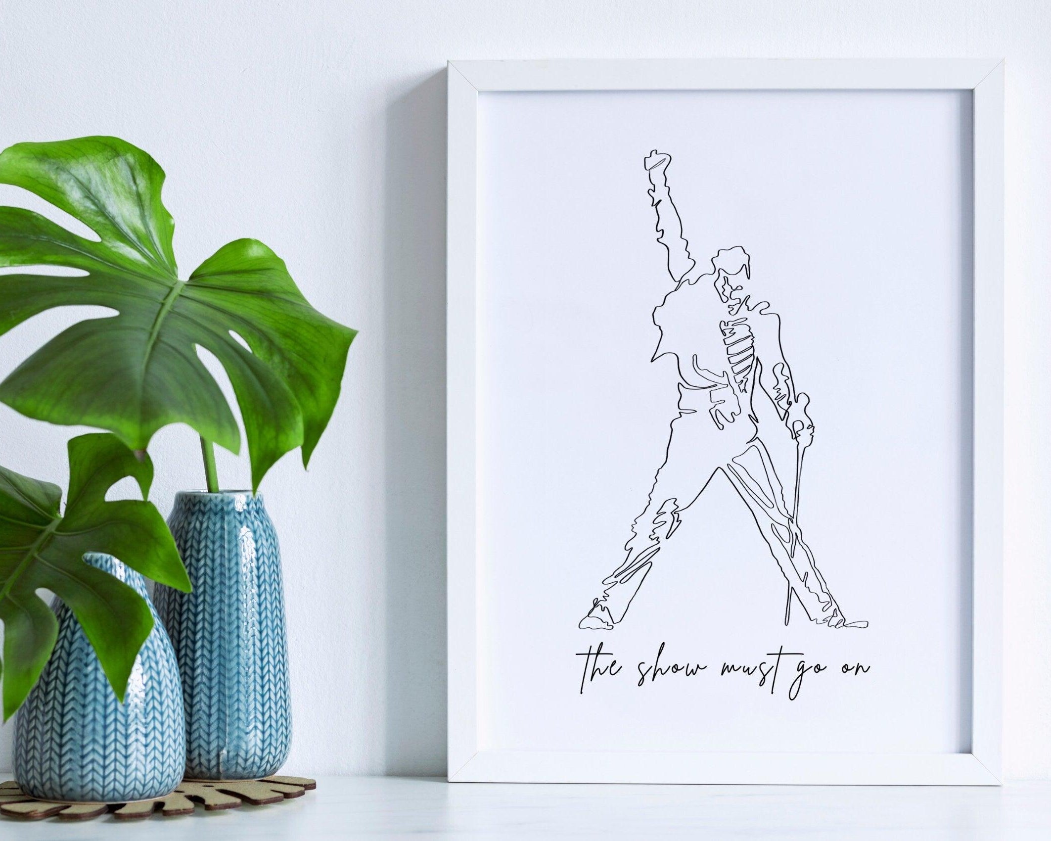 Poster | Freddie Mercury | One Line Art | Queen - Roo's Gift Shop