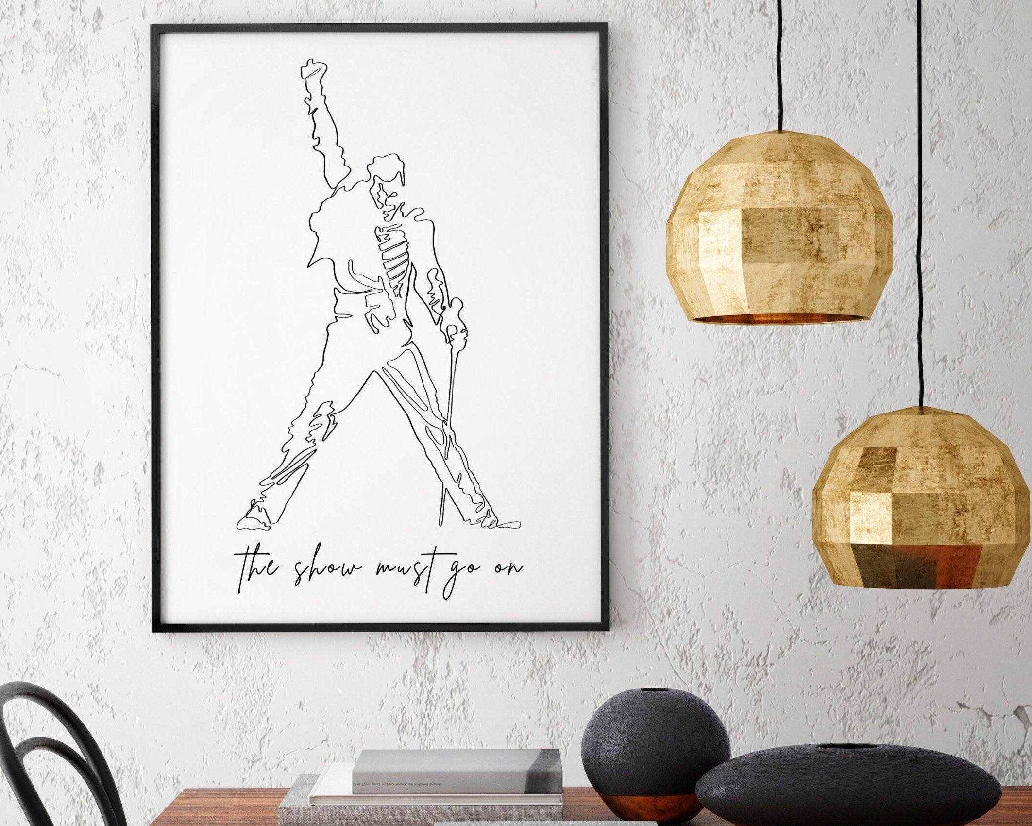 Poster | Freddie Mercury | One Line Art | Queen - Roo's Gift Shop