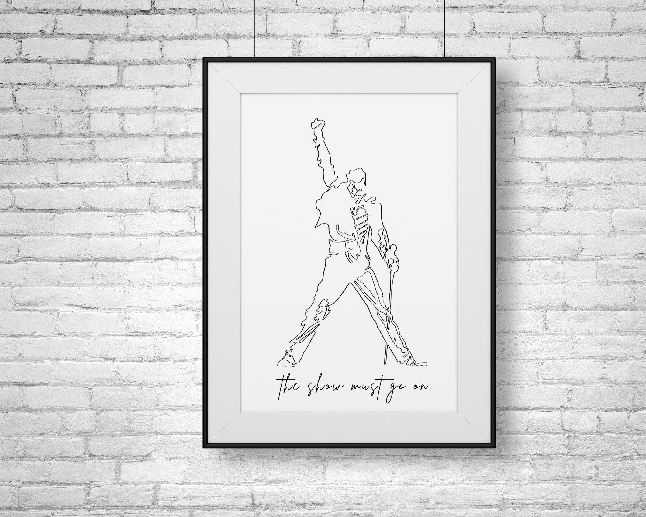 Poster | Freddie Mercury | One Line Art | Queen - Roo's Gift Shop