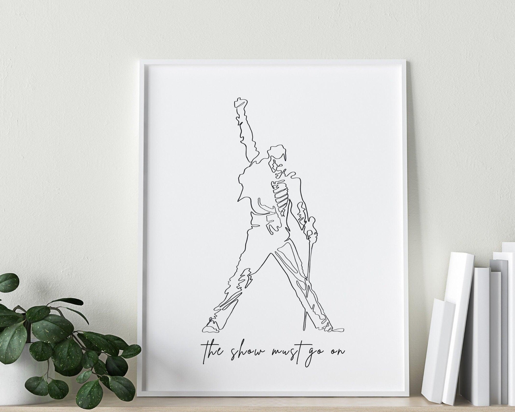 Poster | Freddie Mercury | One Line Art | Queen - Roo's Gift Shop