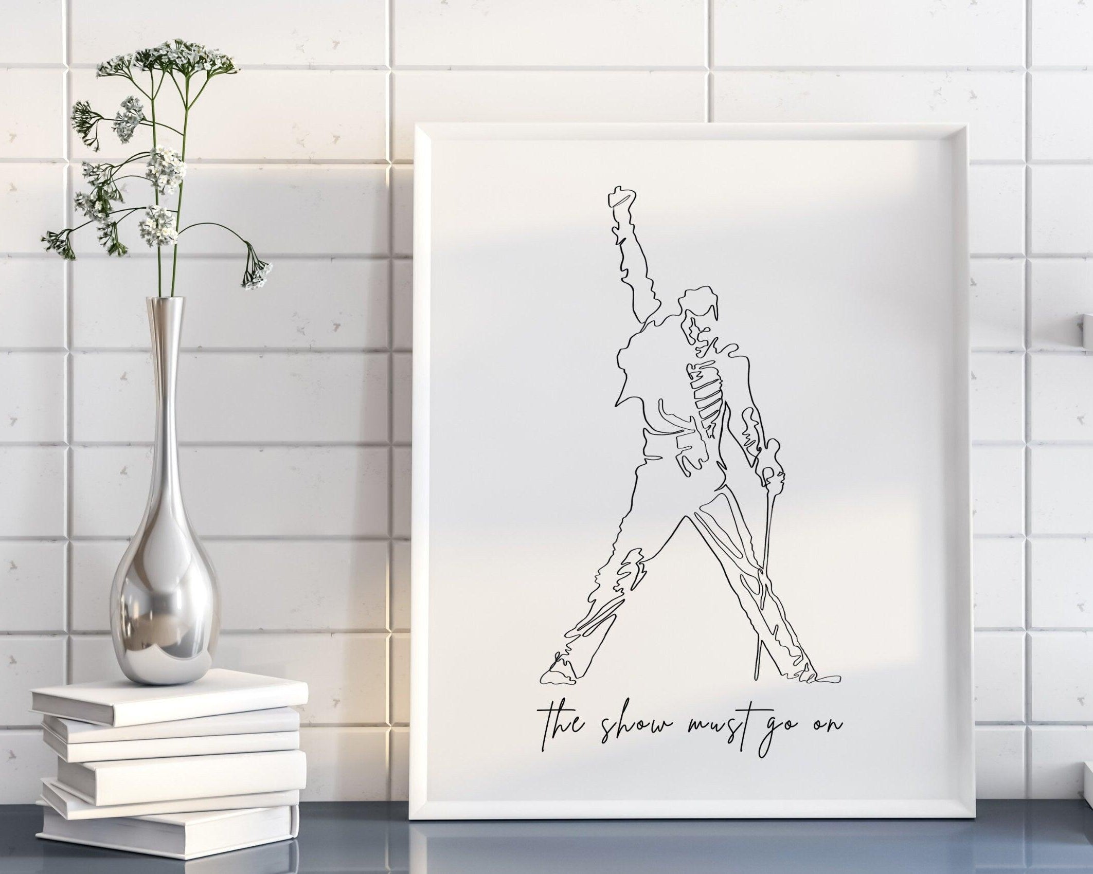 Poster | Freddie Mercury | One Line Art | Queen - Roo's Gift Shop