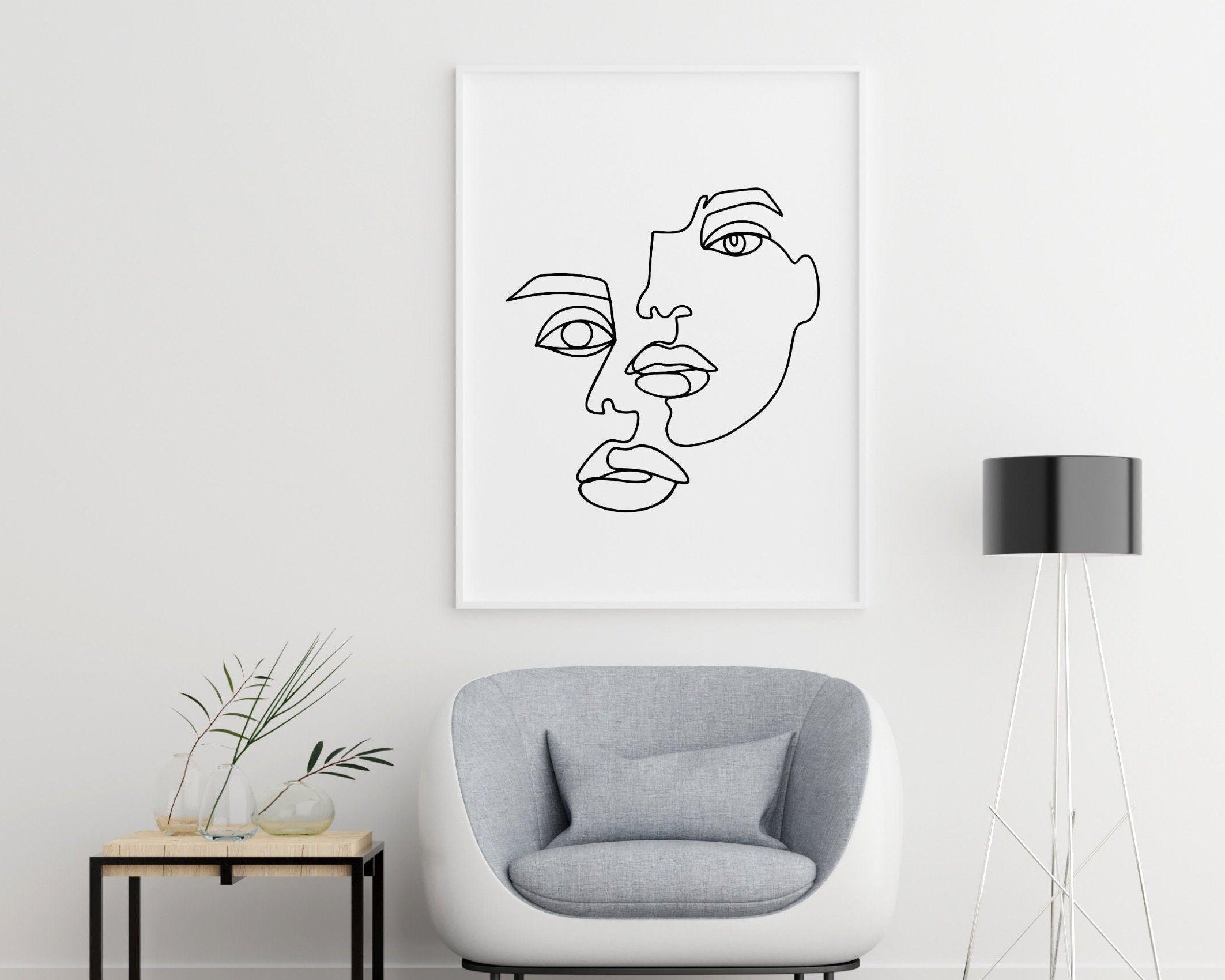 Poster | Gesicht | One Line Art - Roo's Gift Shop