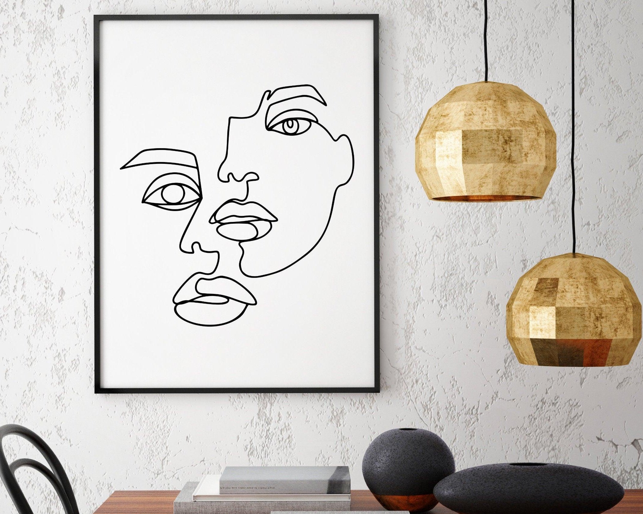 Poster | Gesicht | One Line Art - Roo's Gift Shop