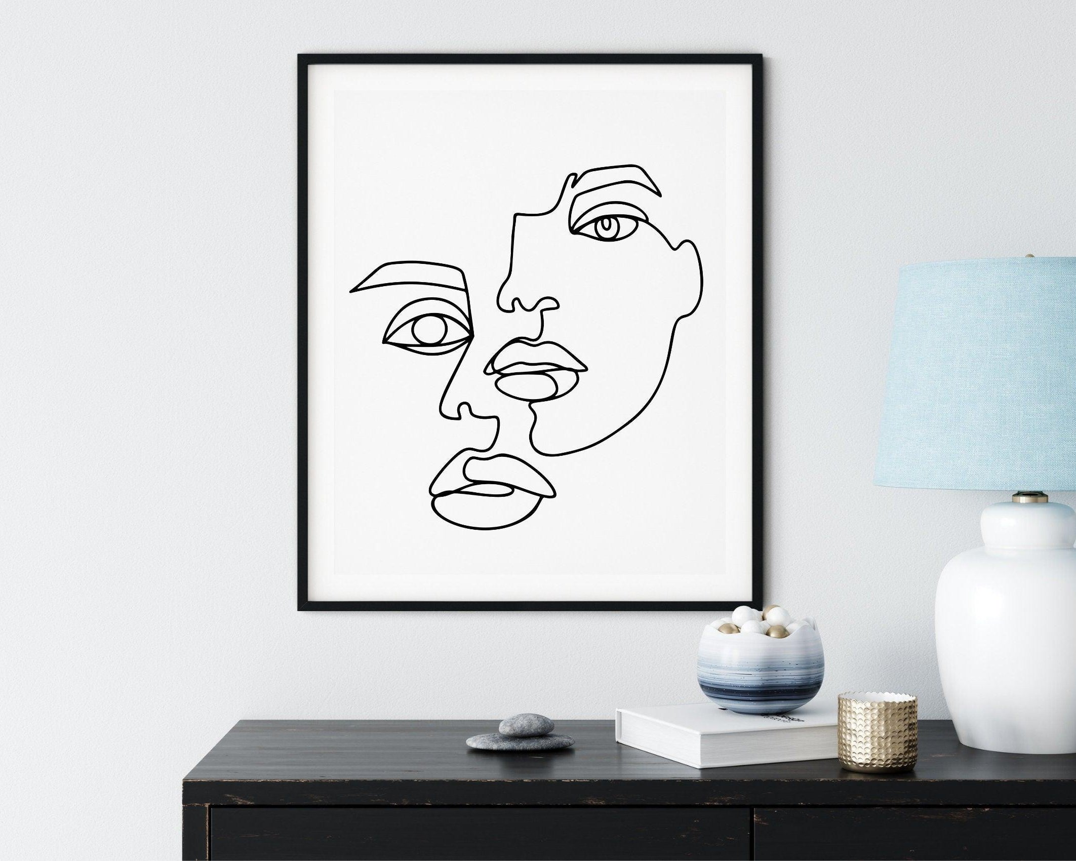 Poster | Gesicht | One Line Art - Roo's Gift Shop