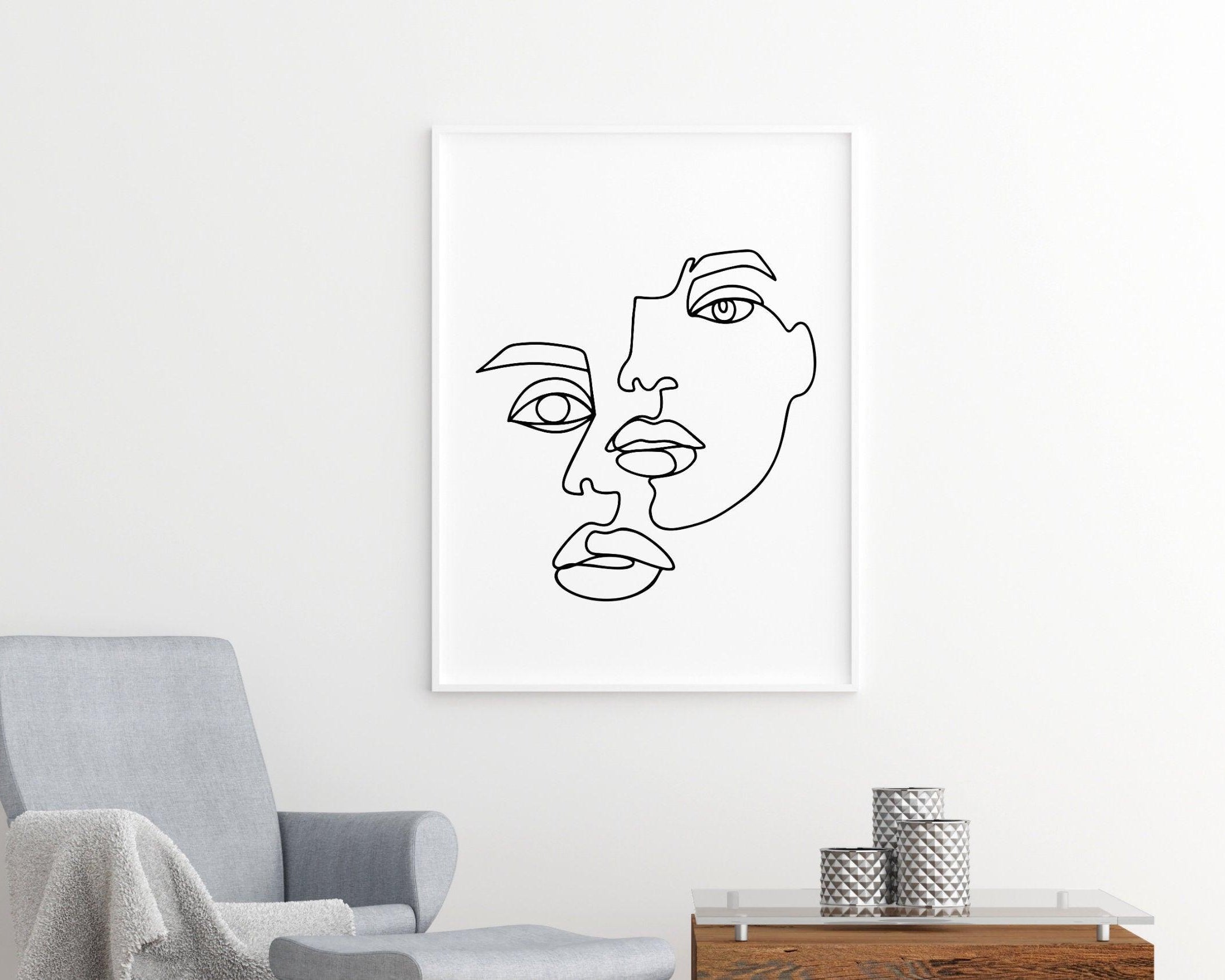 Poster | Gesicht | One Line Art - Roo's Gift Shop