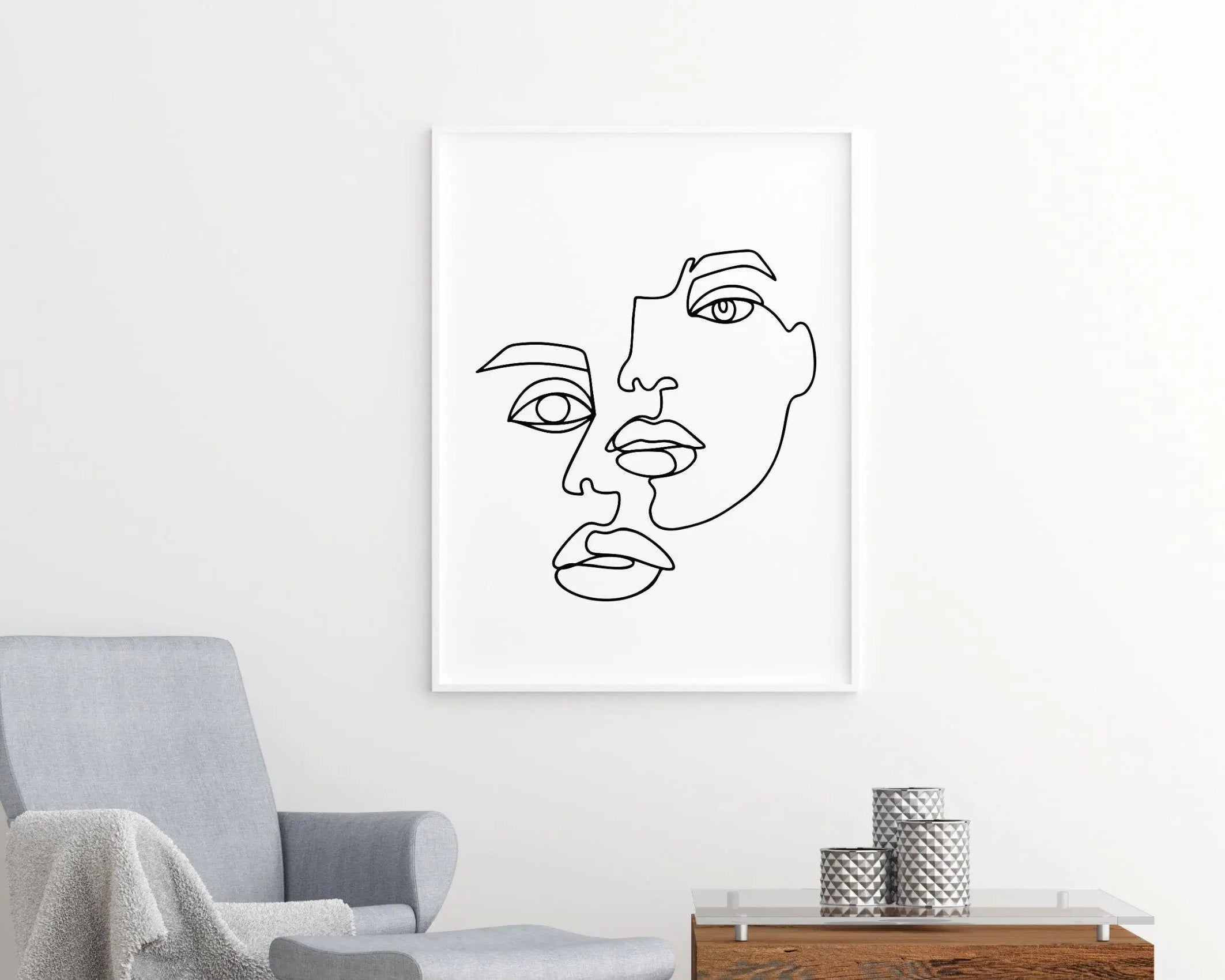 Poster | Gesicht | One Line Art - Roo's Gift Shop