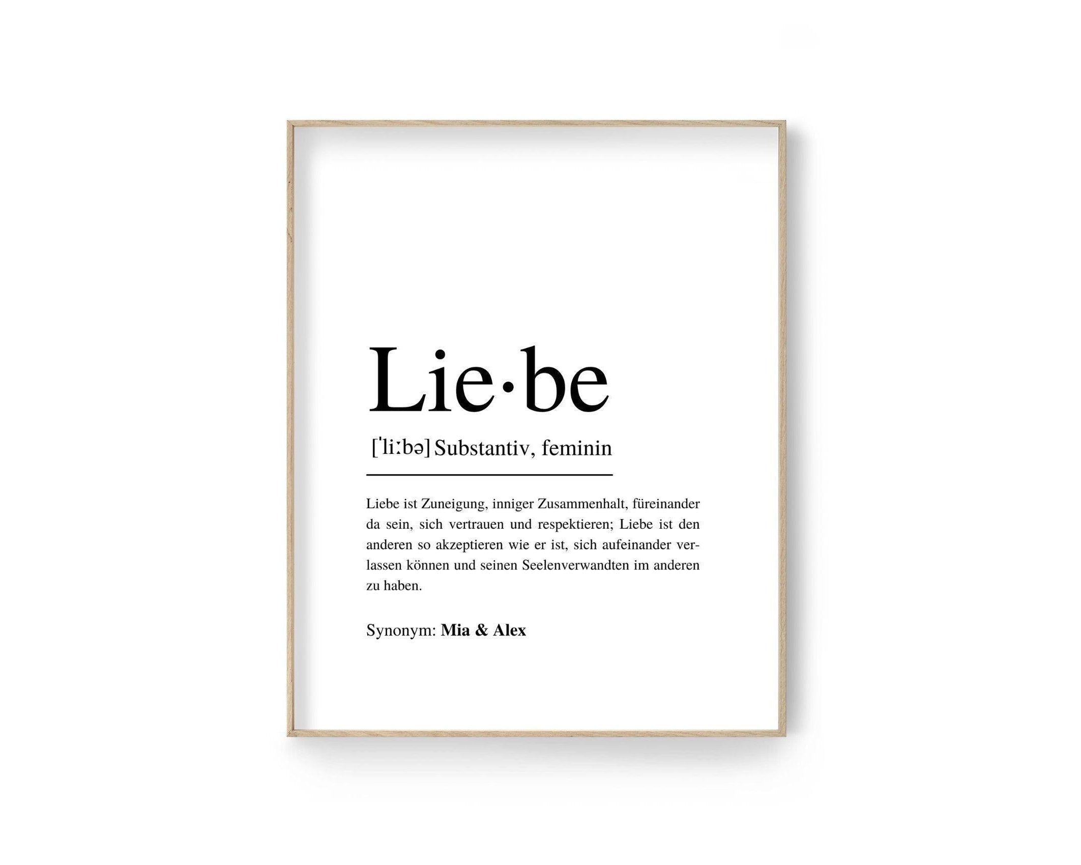 Poster | Hochzeit | Definitionsposter | Definition Liebe - Roo's Gift Shop