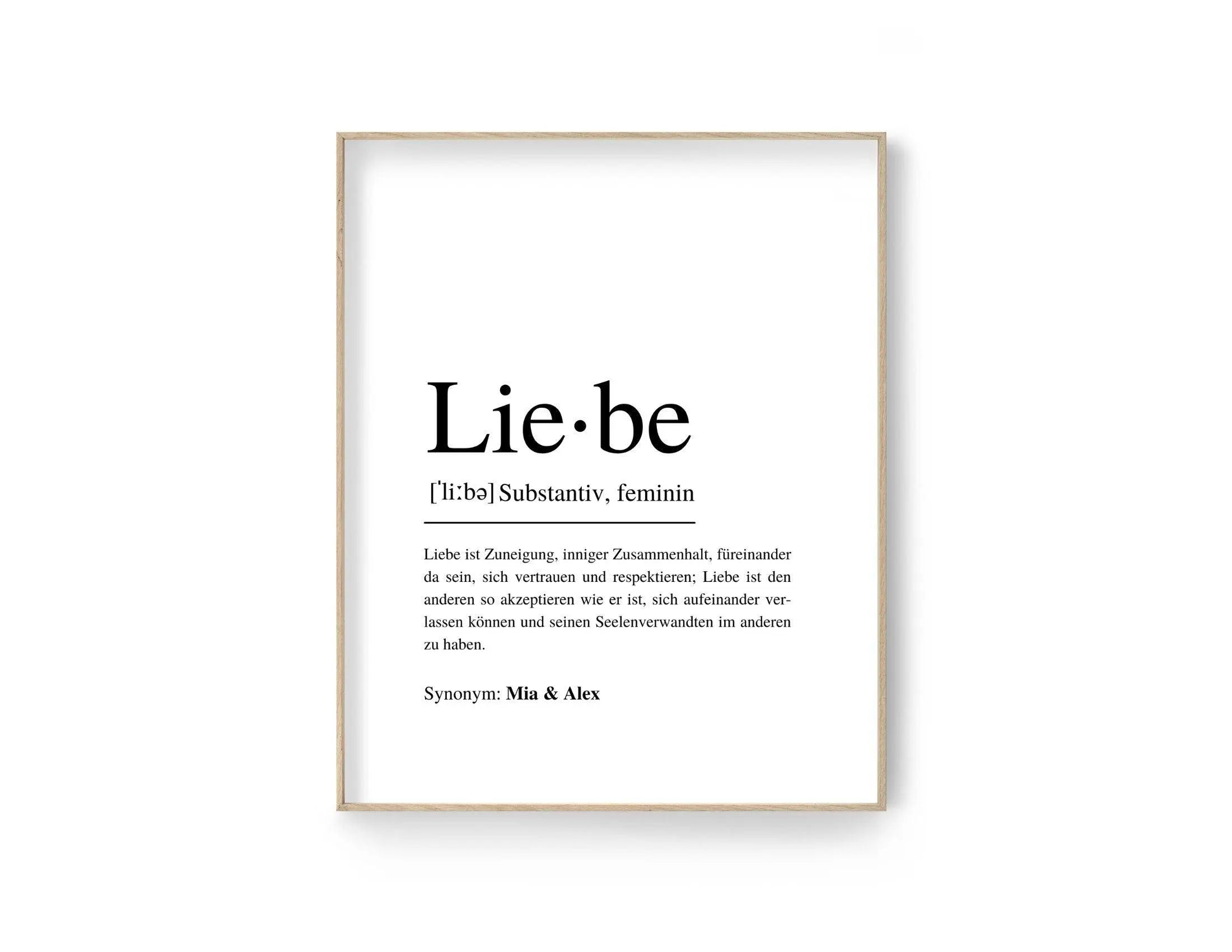Poster | Hochzeit | Definitionsposter | Definition Liebe - Roo's Gift Shop