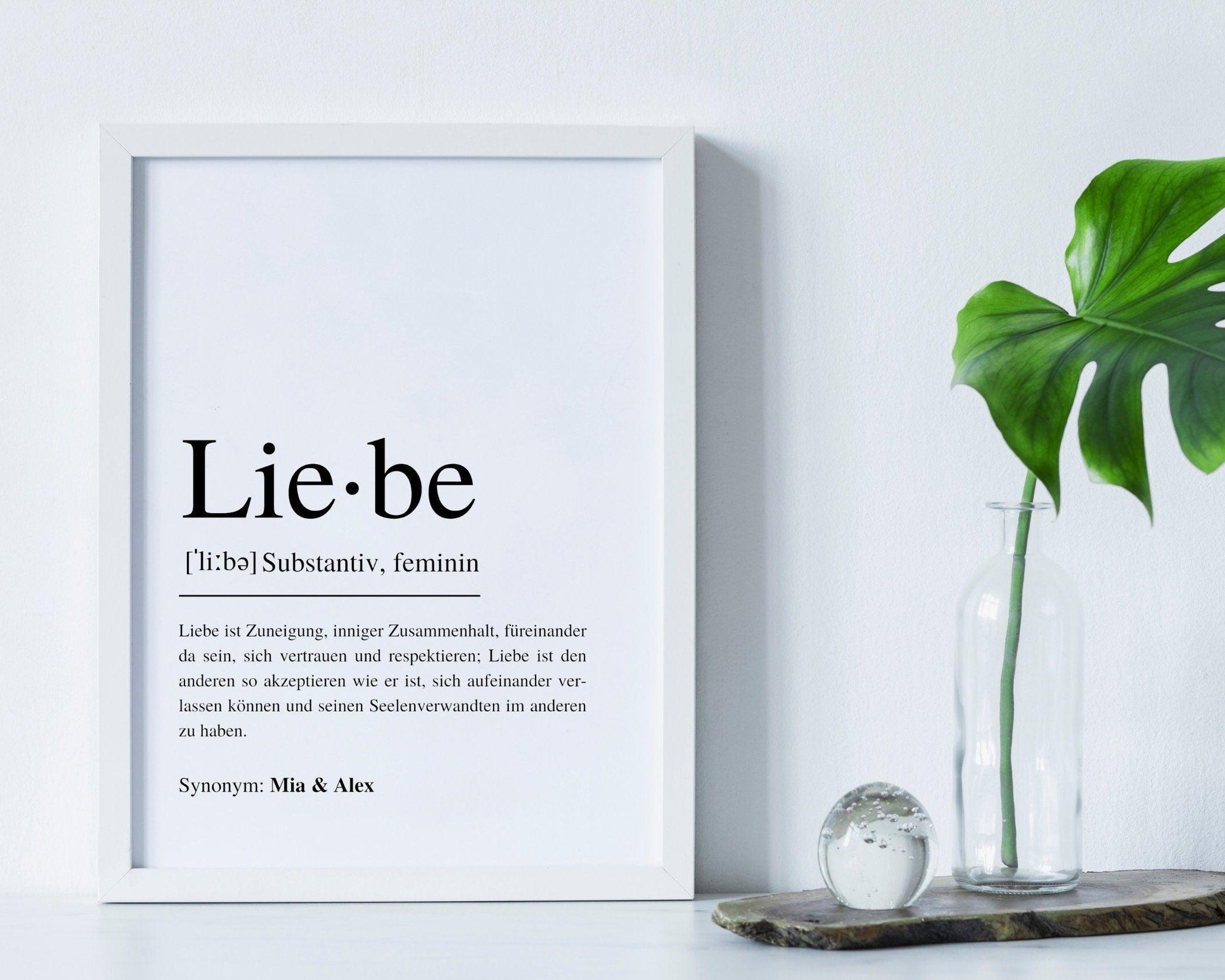 Poster | Hochzeit | Definitionsposter | Definition Liebe - Roo's Gift Shop