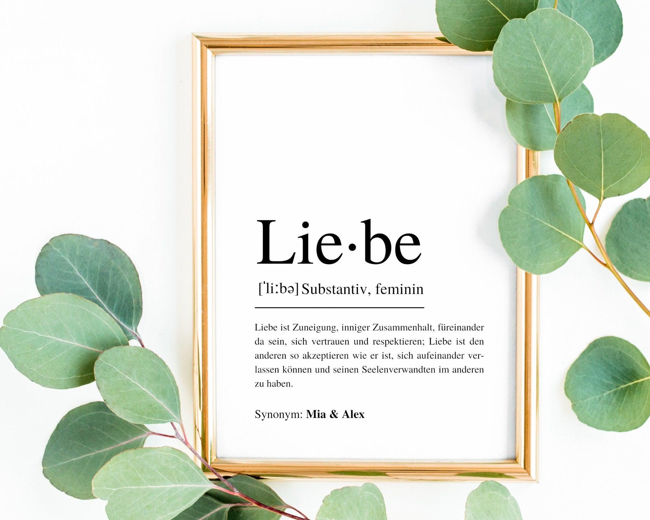 Poster | Hochzeit | Definitionsposter | Definition Liebe - Roo's Gift Shop