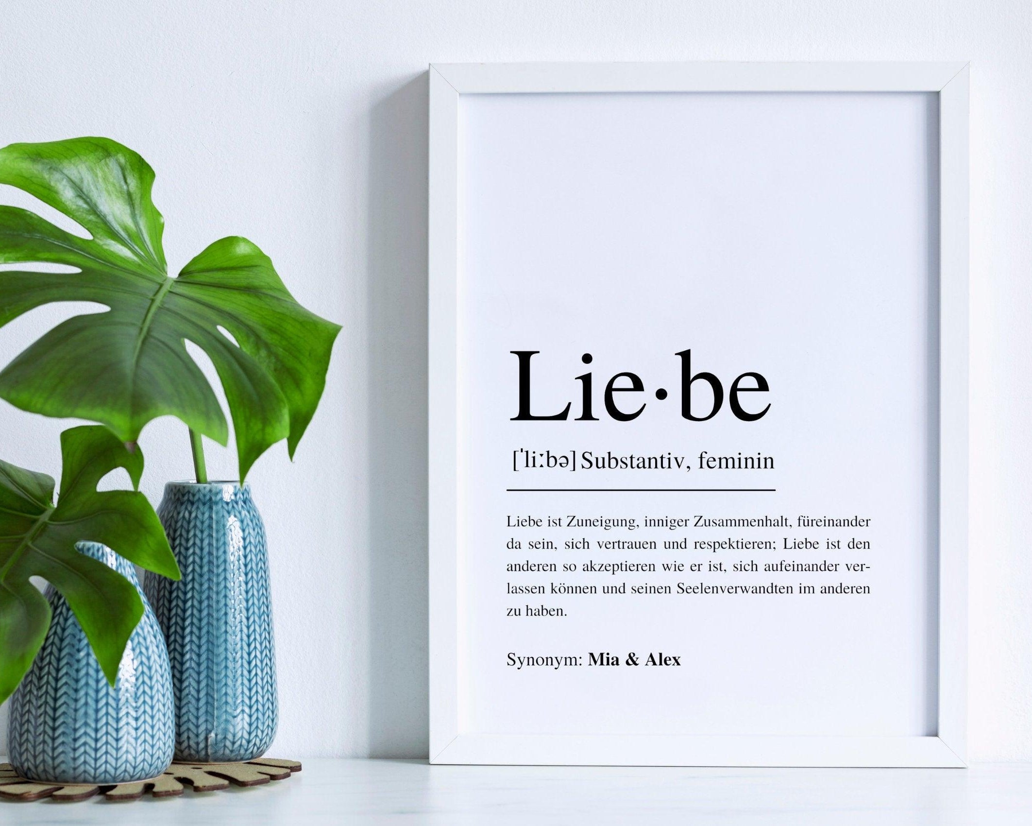 Poster | Hochzeit | Definitionsposter | Definition Liebe - Roo's Gift Shop