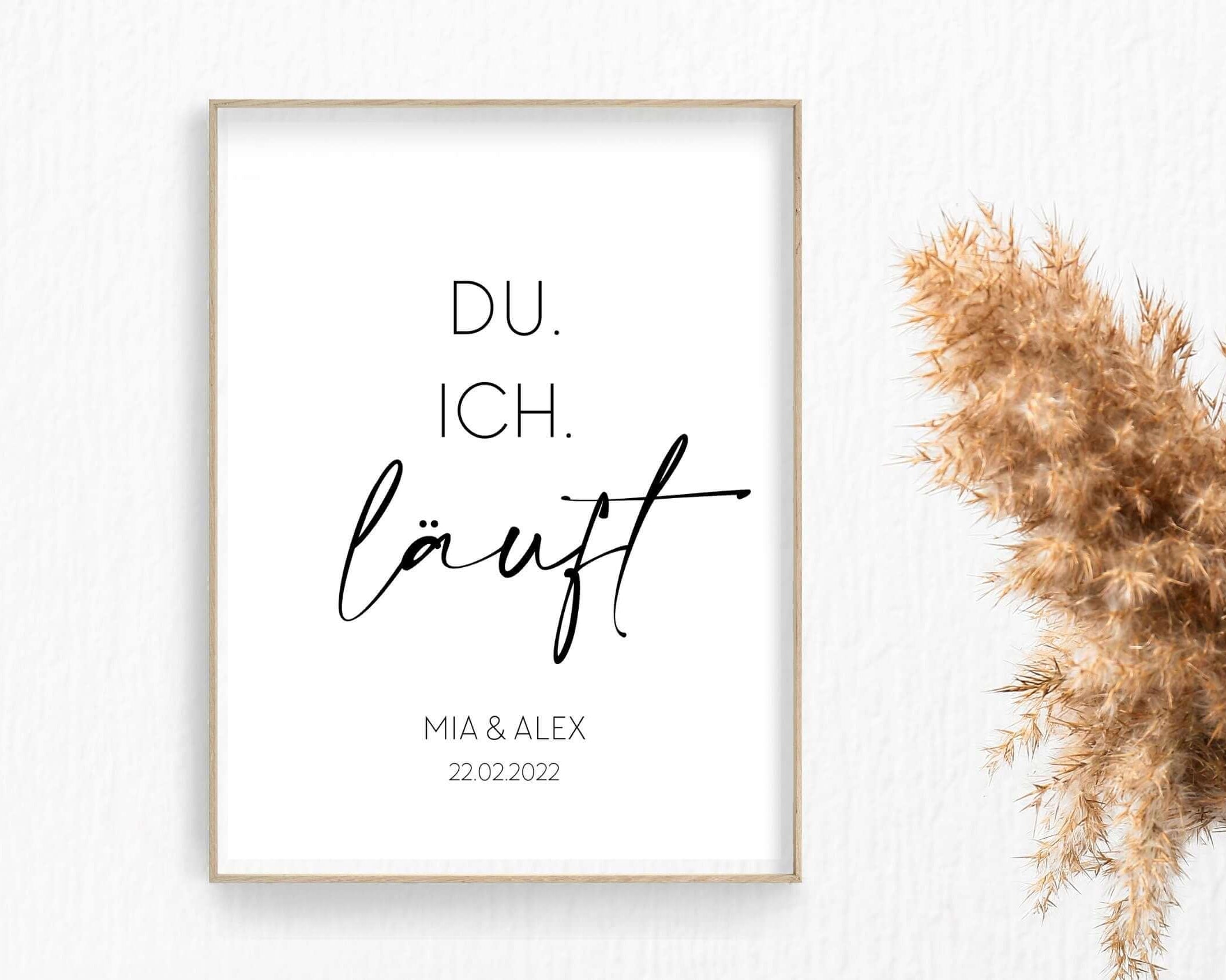Poster | Hochzeit | Du. Ich. Läuft. | personalisierbar - Roo's Gift Shop