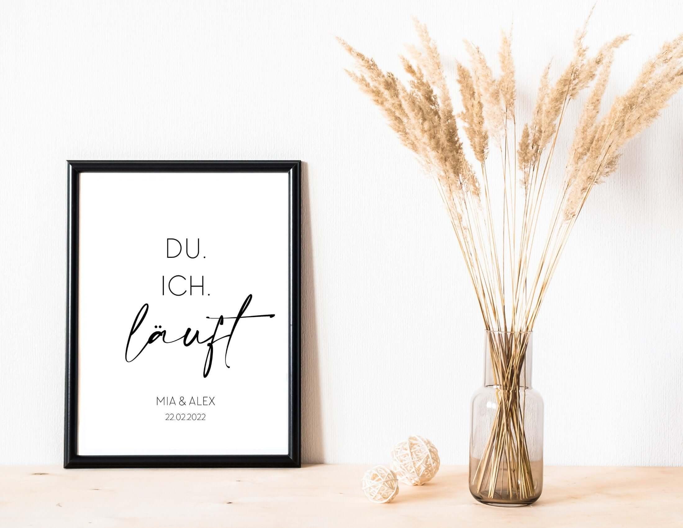 Poster | Hochzeit | Du. Ich. Läuft. | personalisierbar - Roo's Gift Shop