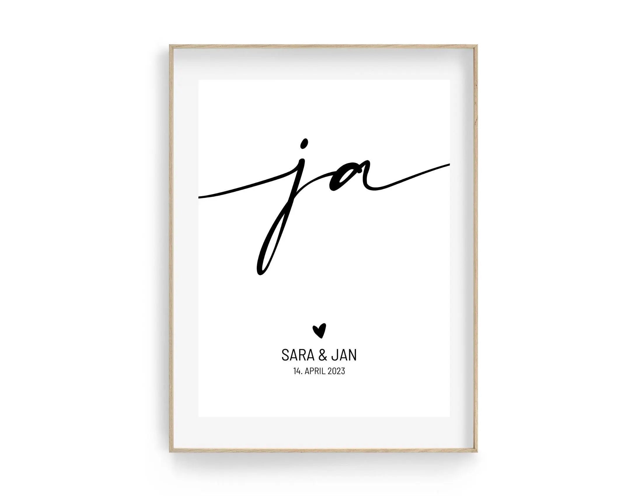 Poster | Hochzeit | JA | personalisiertes Geschenk - Roo's Gift Shop