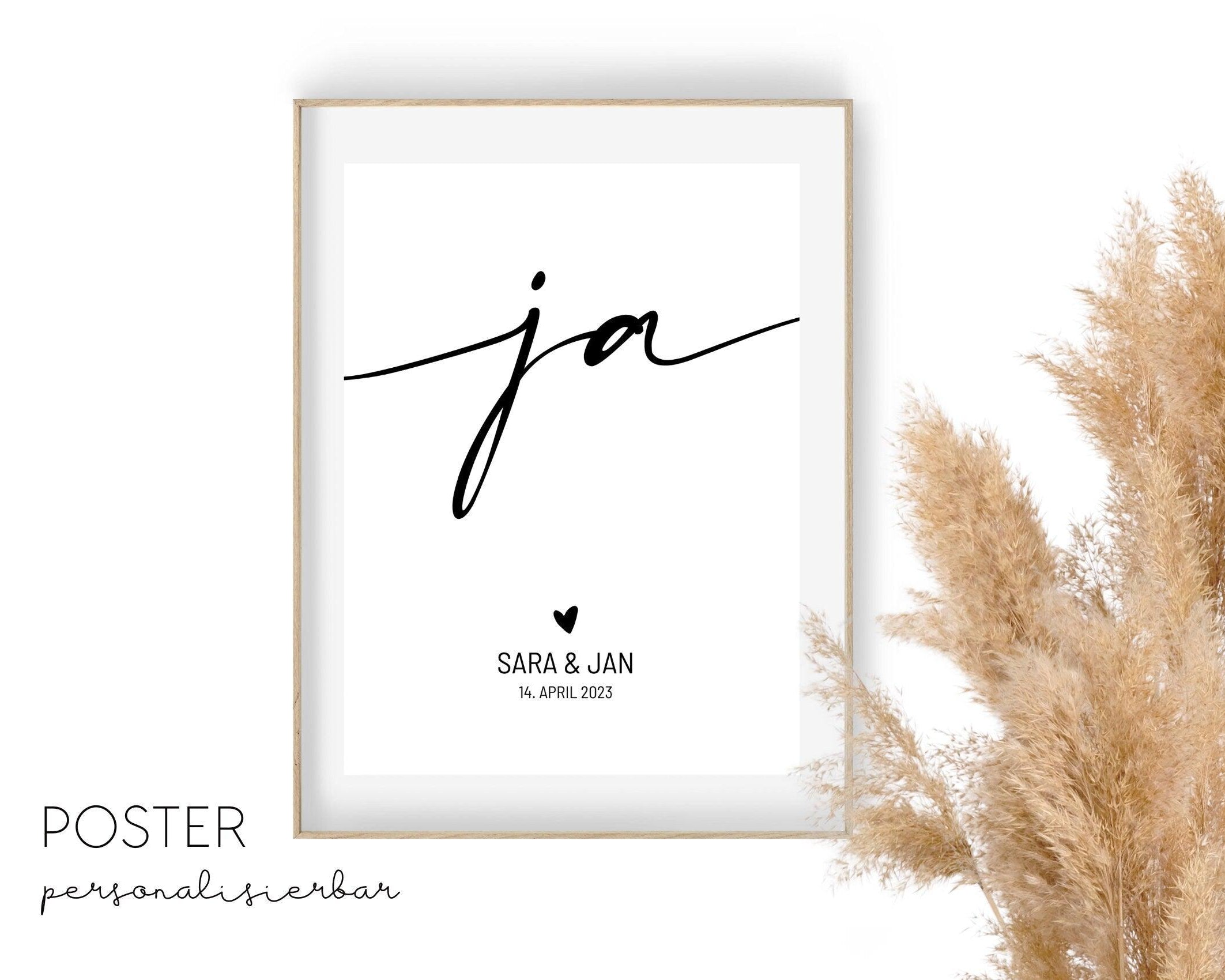 Poster | Hochzeit | JA | personalisiertes Geschenk - Roo's Gift Shop