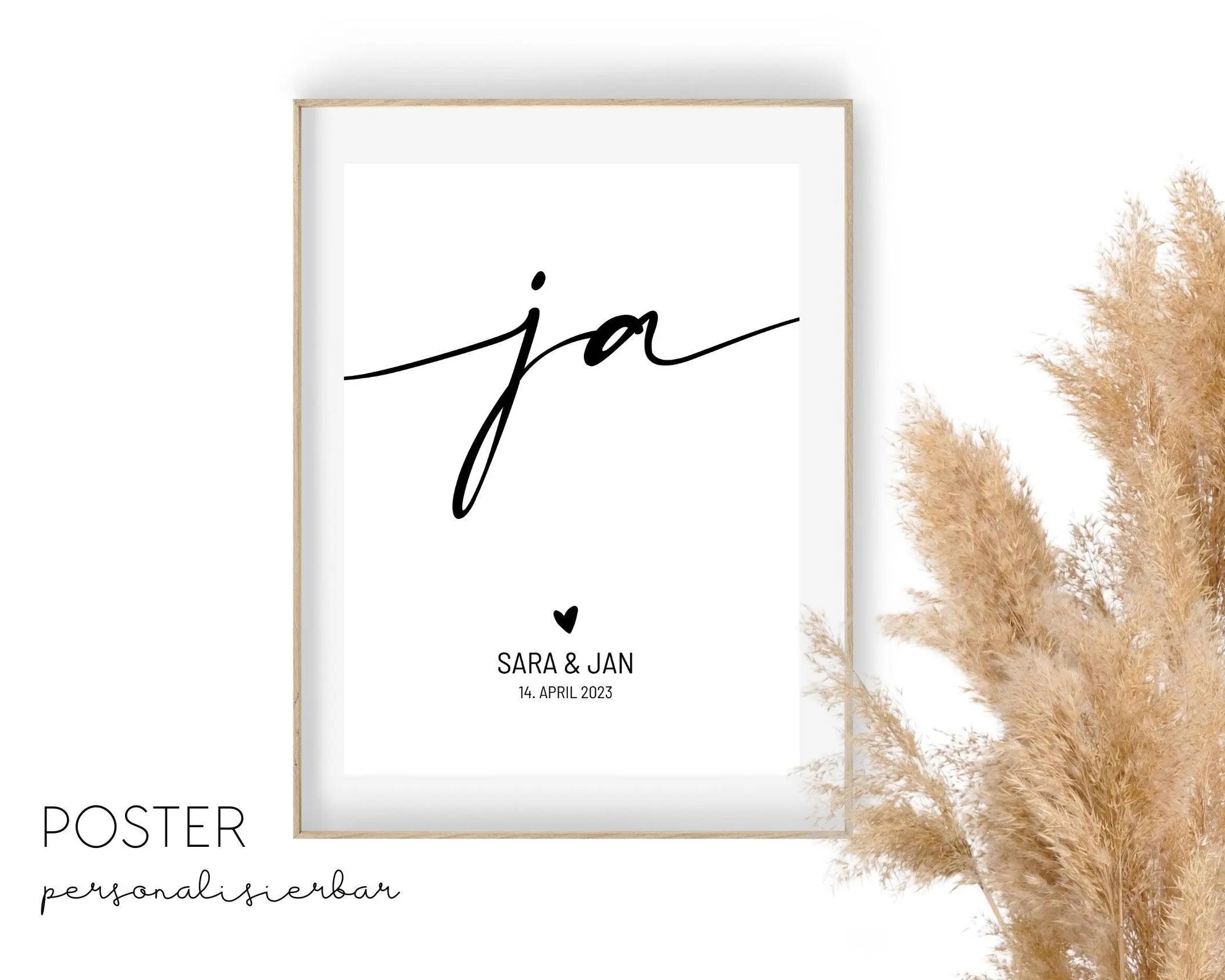 Poster | Hochzeit | JA | personalisiertes Geschenk - Roo's Gift Shop