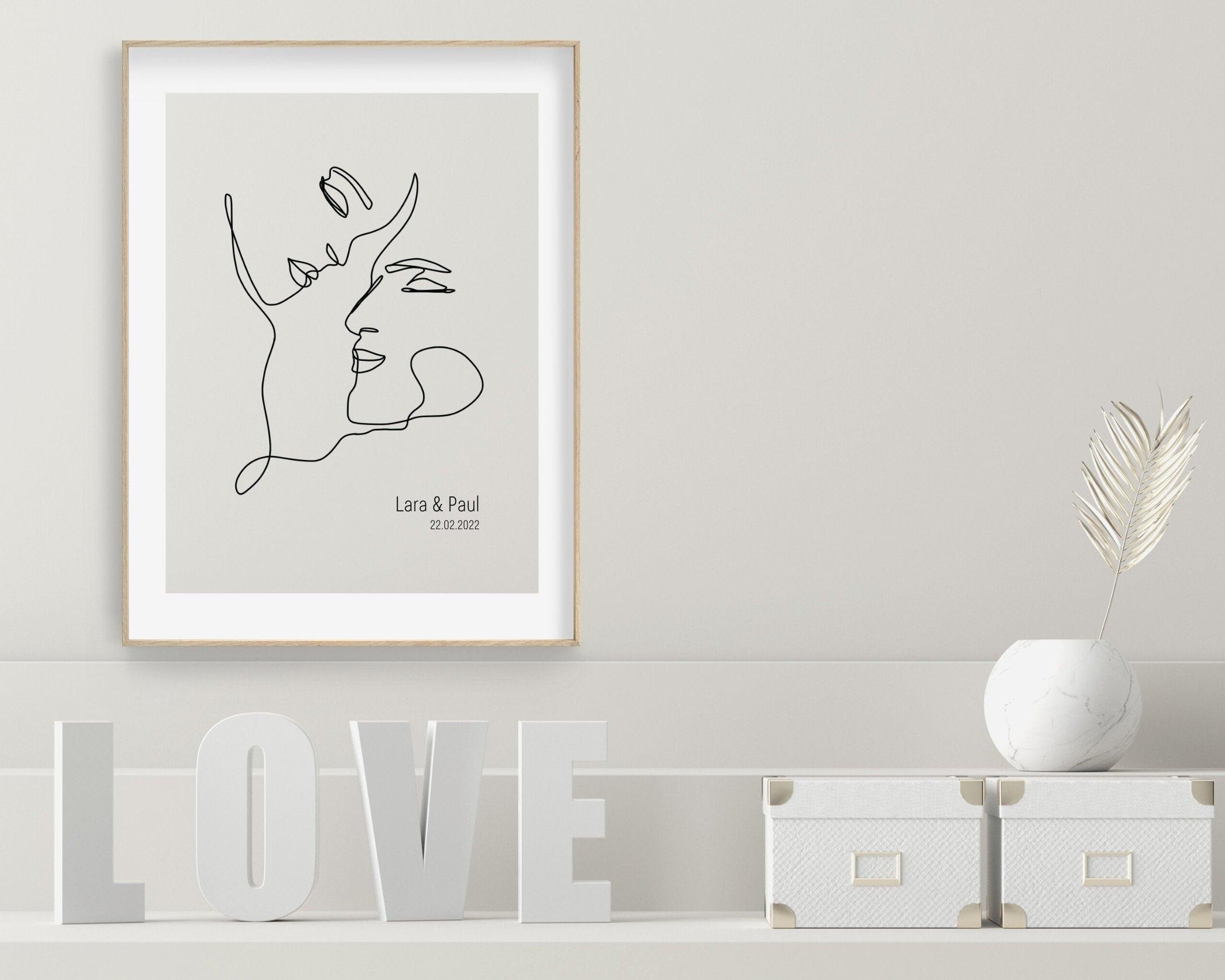 Poster | Hochzeit | One Line Art | Liebende | personalisiert - Roo's Gift Shop