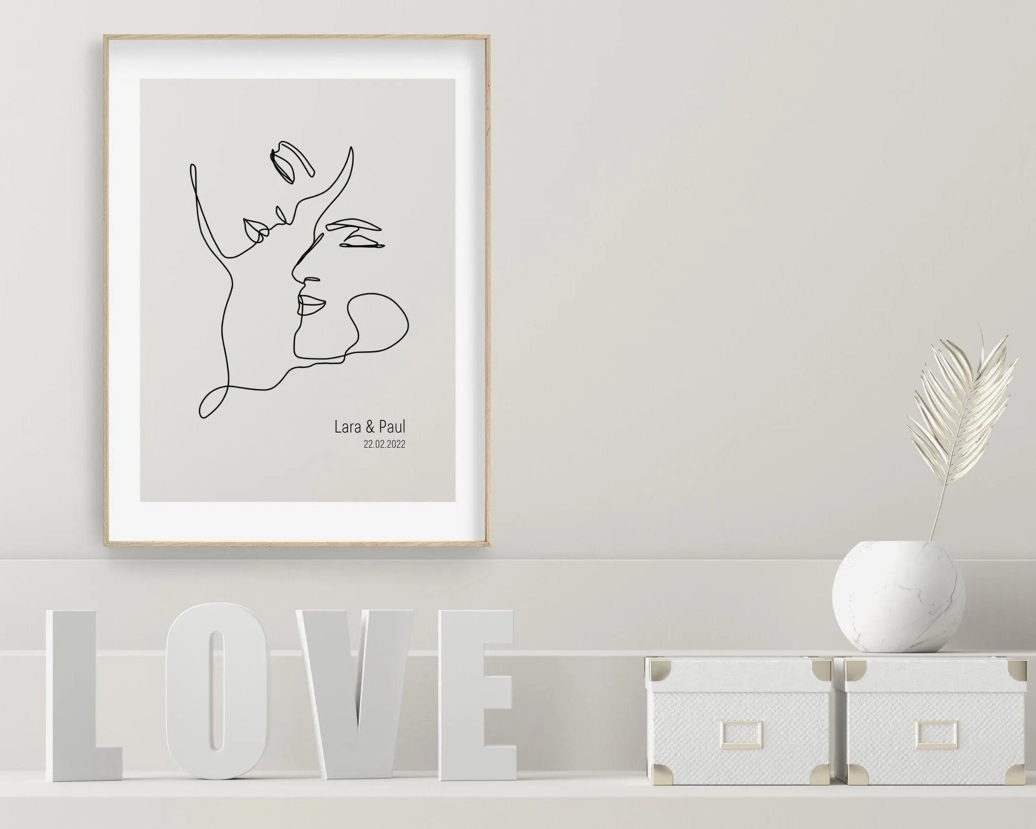 Poster | Hochzeit | One Line Art | Liebende | personalisiert - Roo's Gift Shop
